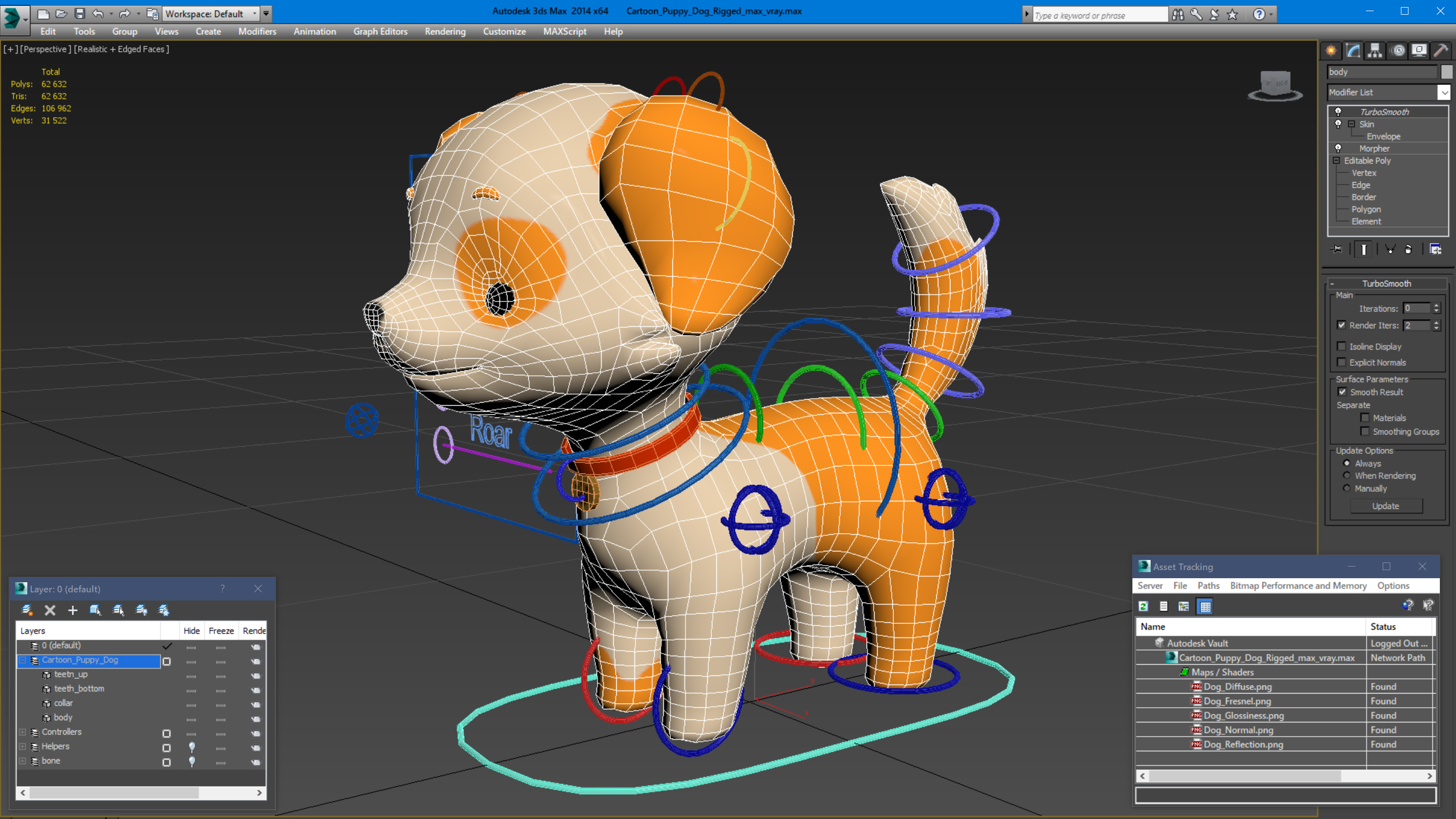 Cartoon Puppy Dog Rigged 3D model