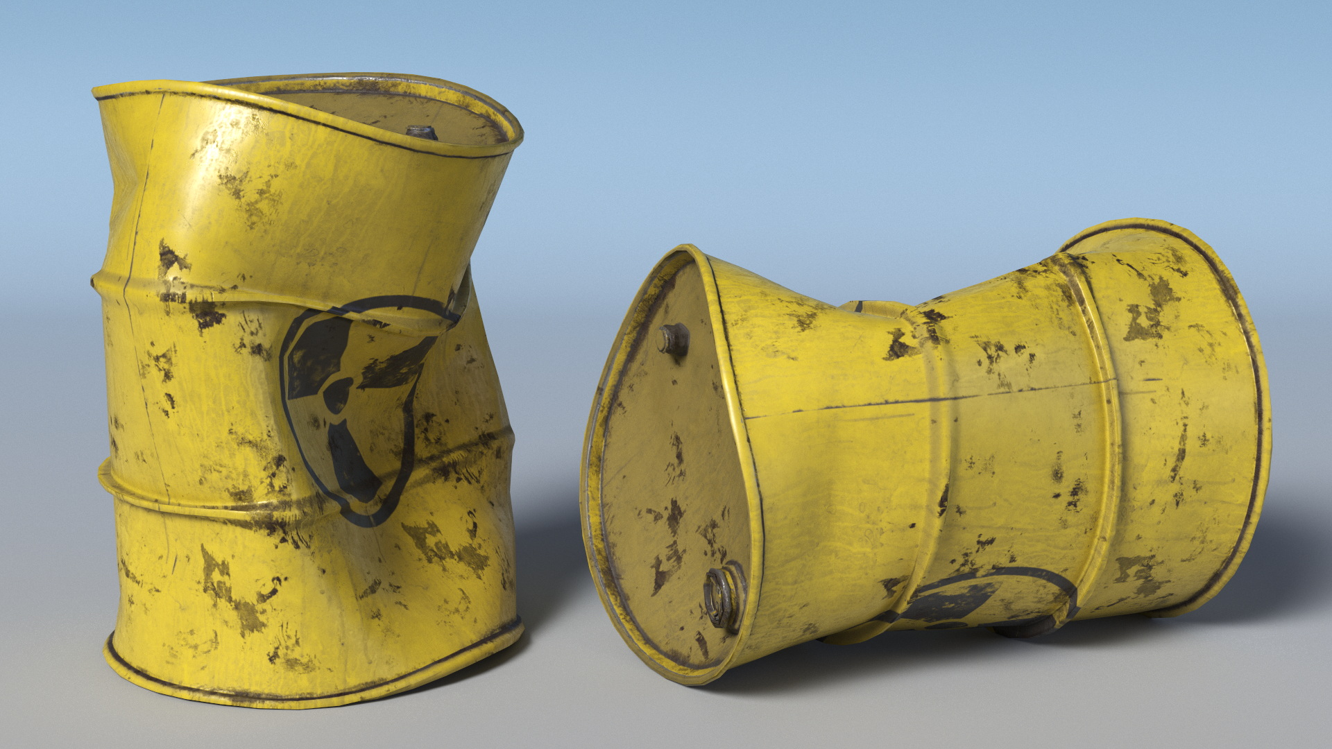 Damaged Steel Container for Toxic Waste Game Ready, view 2