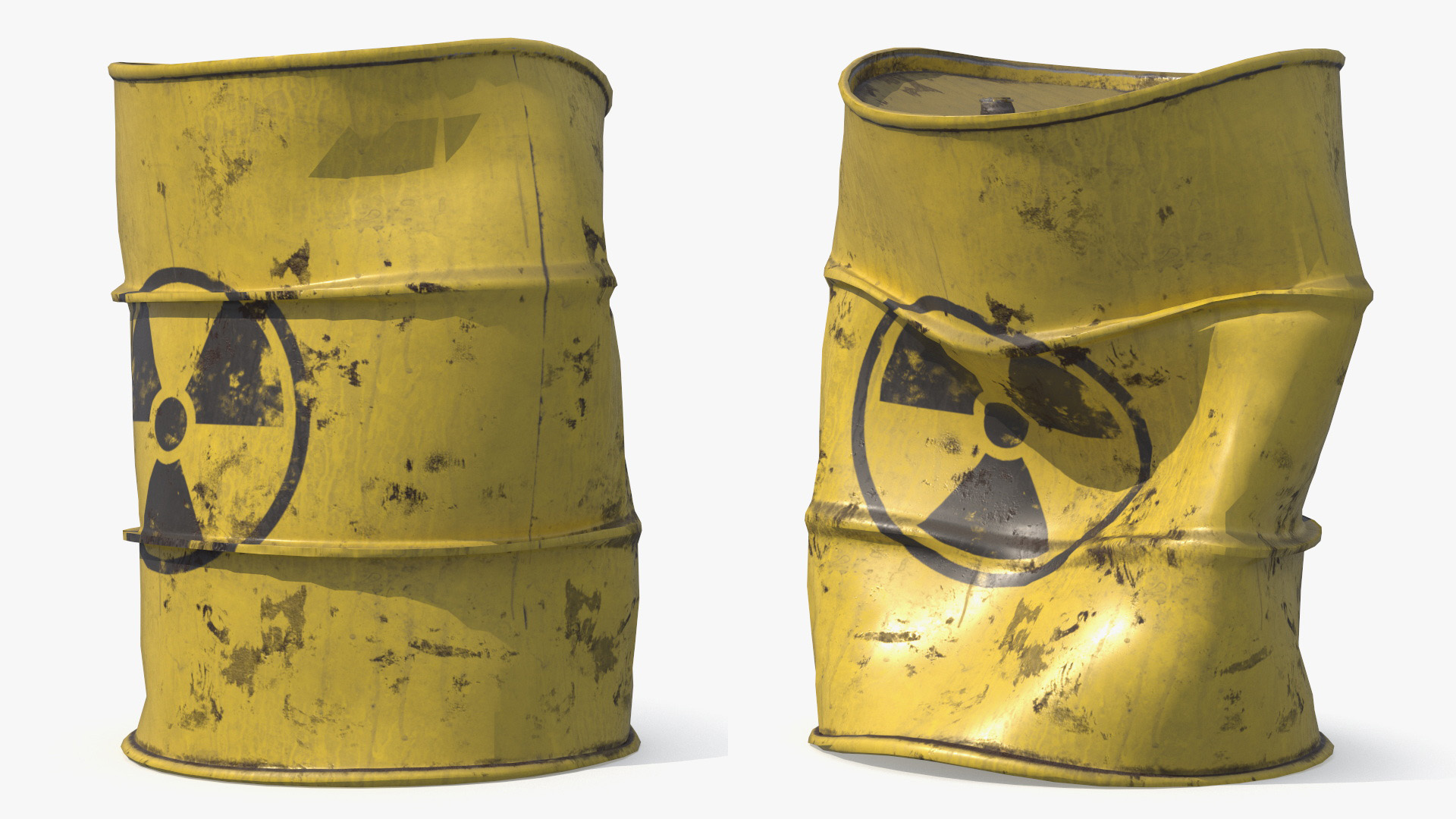 Damaged Steel Container for Toxic Waste Game Ready, view 3