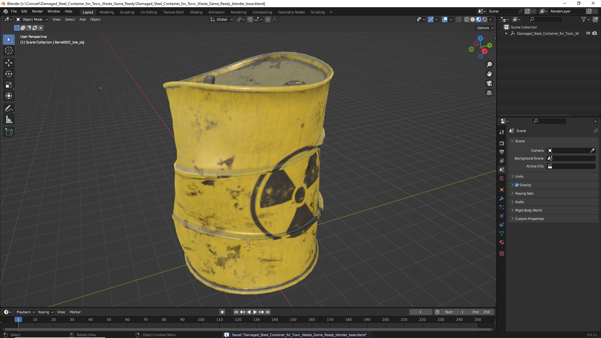 Damaged Steel Container for Toxic Waste Game Ready, view 9