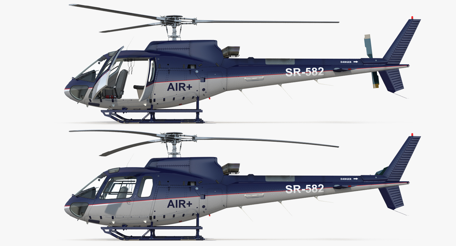 Light Utility Helicopter Eurocopter AS 350 Rigged 3D model