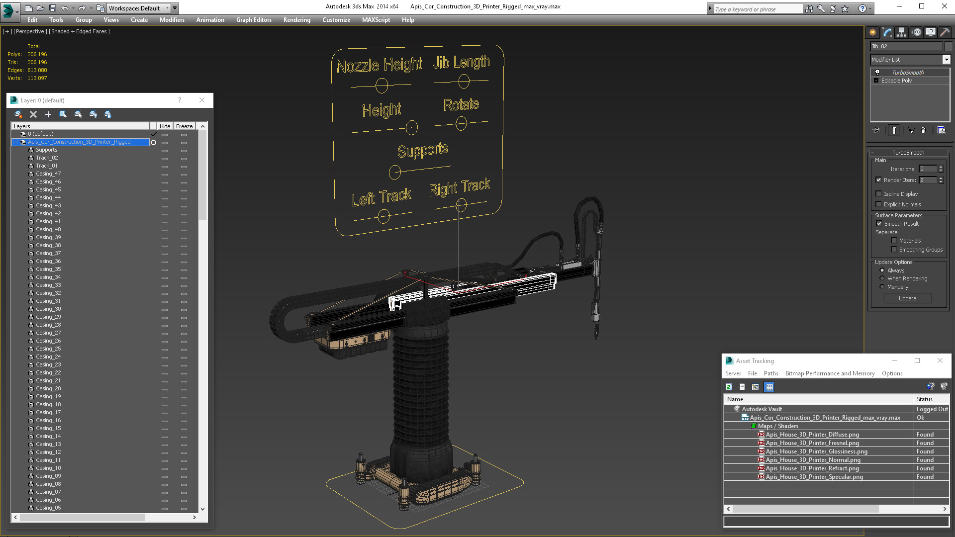 Apis Cor Construction 3D Printer Rigged 3D model