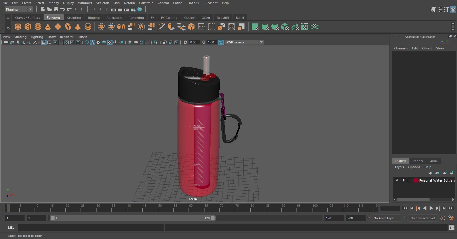 Personal Water Bottle with Filter Red 3D