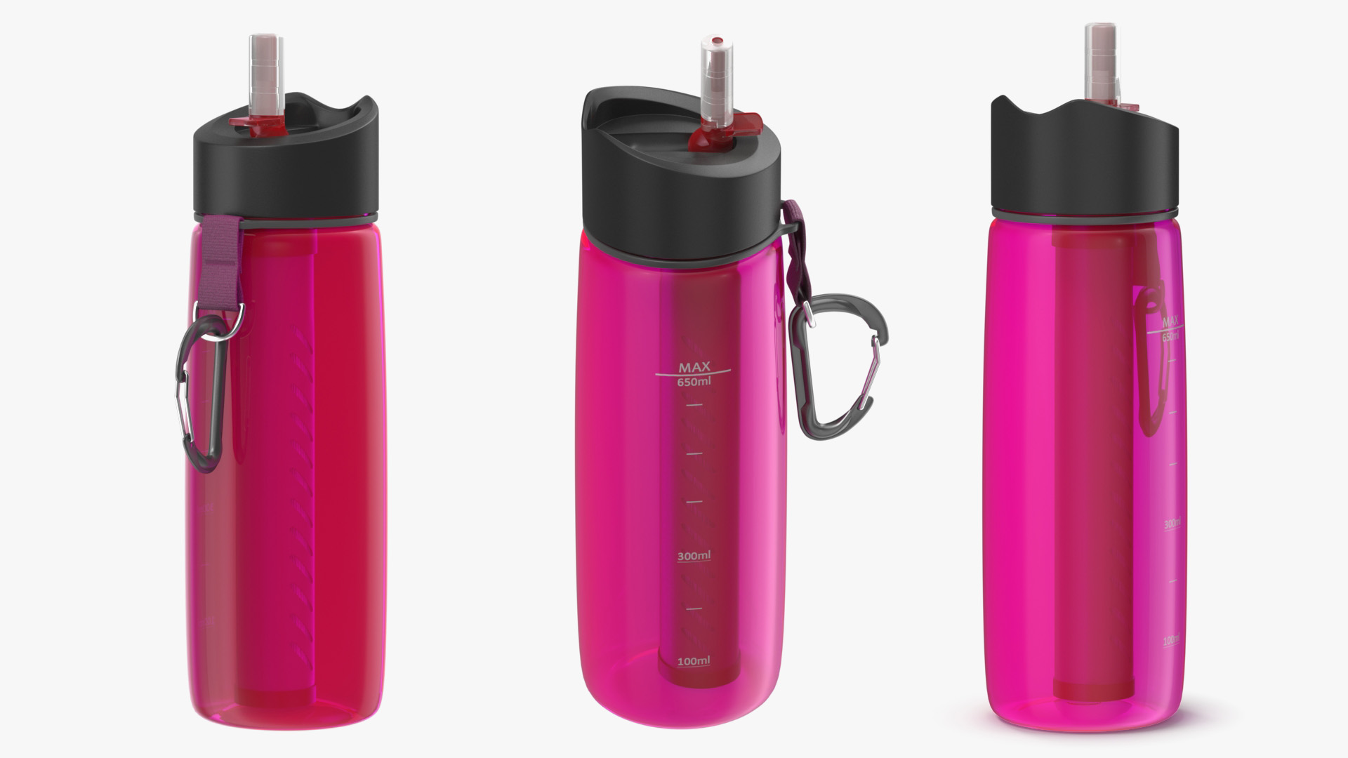 Personal Water Bottle with Filter Red 3D