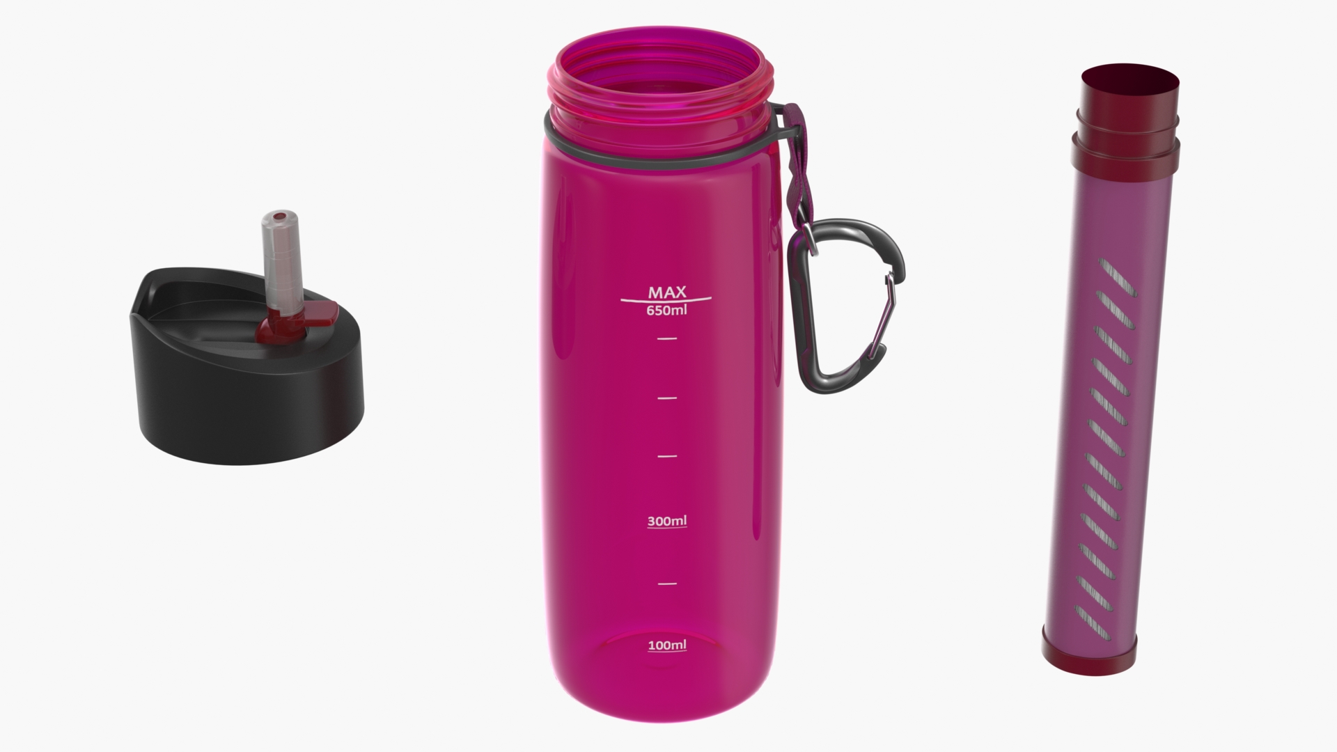 Personal Water Bottle with Filter Red 3D