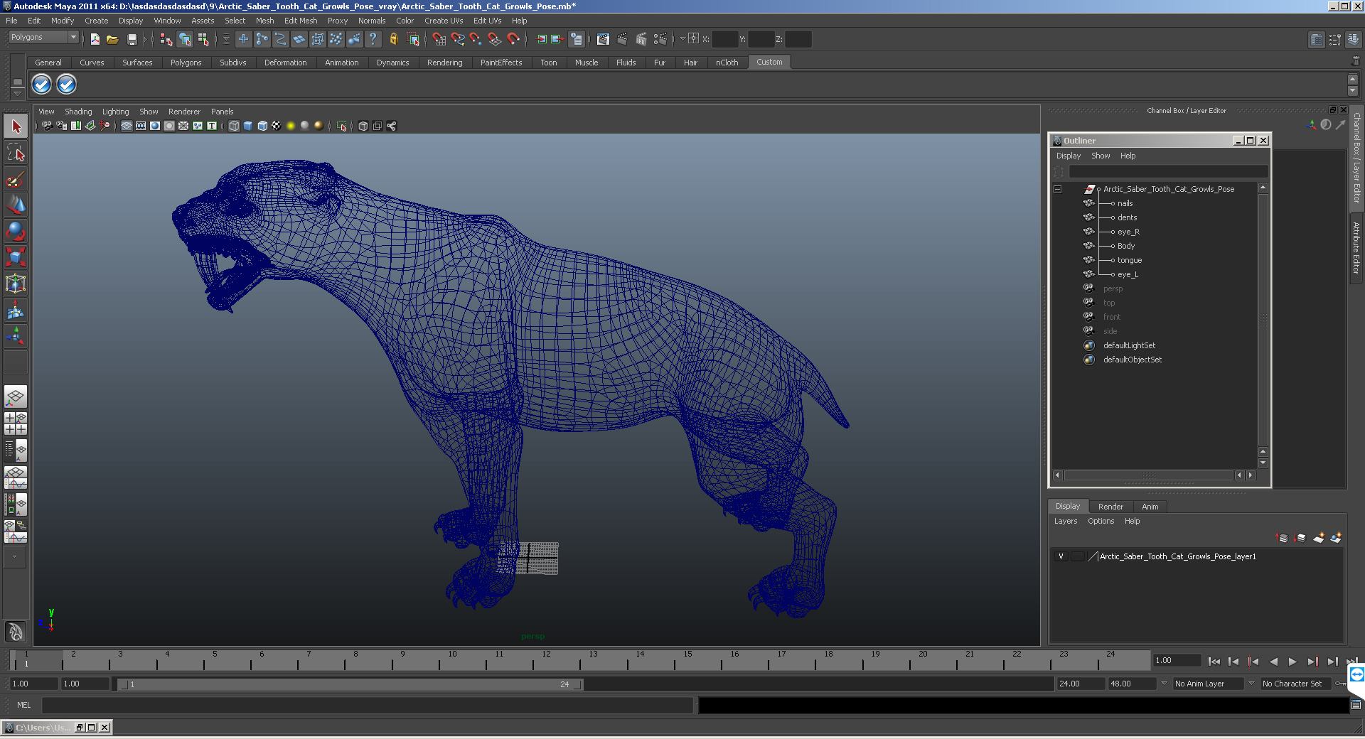 Arctic Saber Tooth Cat Growls Pose 3D model