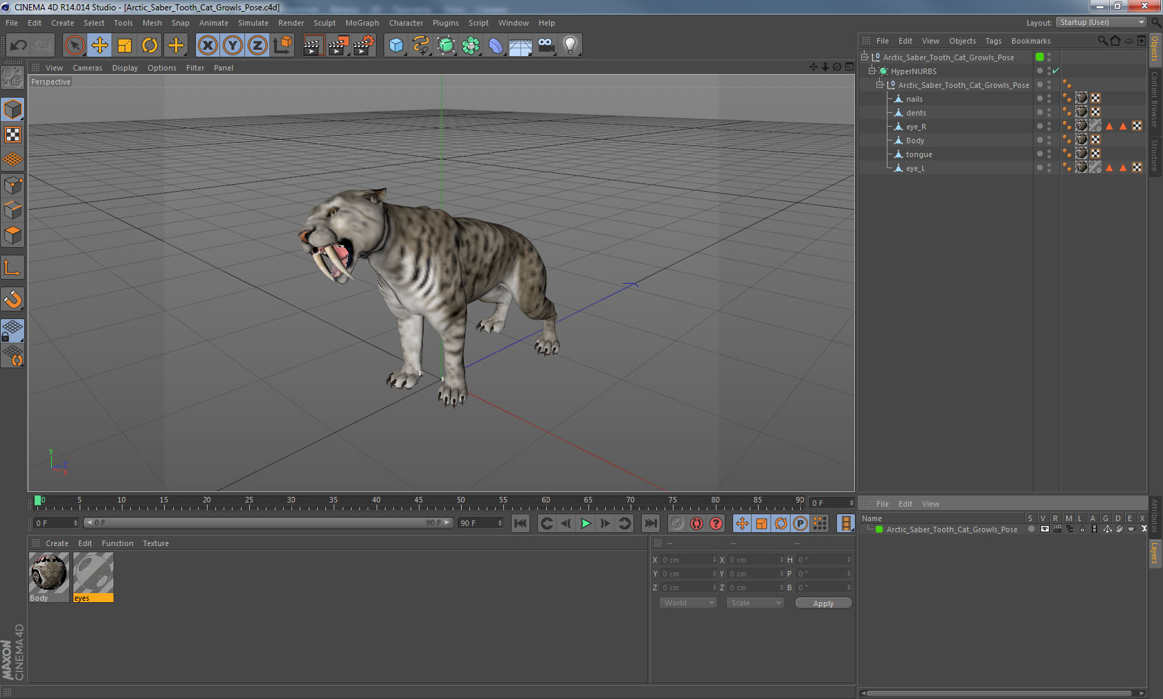 Arctic Saber Tooth Cat Growls Pose 3D model