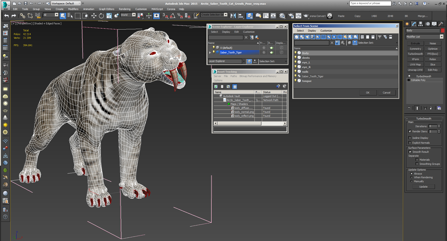 Arctic Saber Tooth Cat Growls Pose 3D model