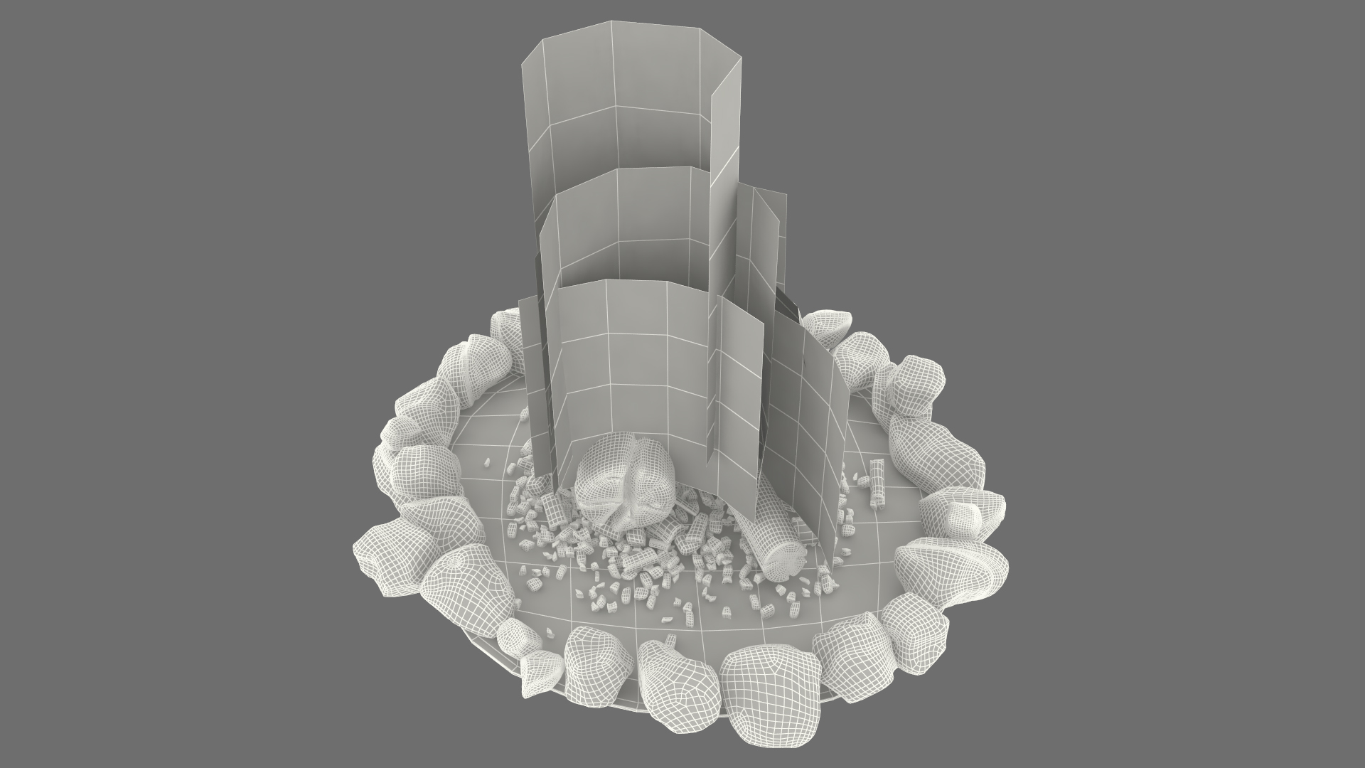 3D Campfire Pit with Bonfire Burning model
