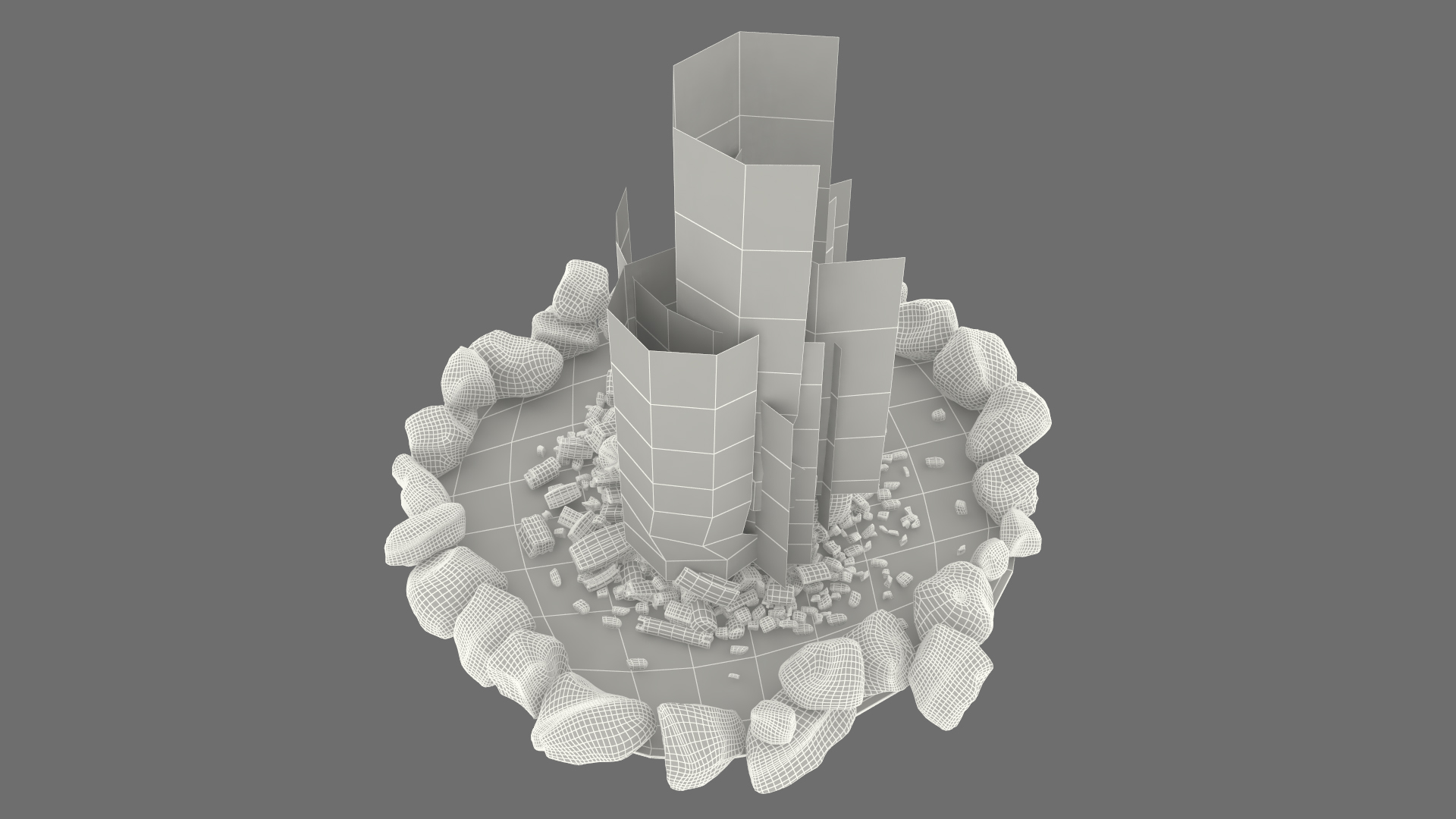 3D Campfire Pit with Bonfire Burning model