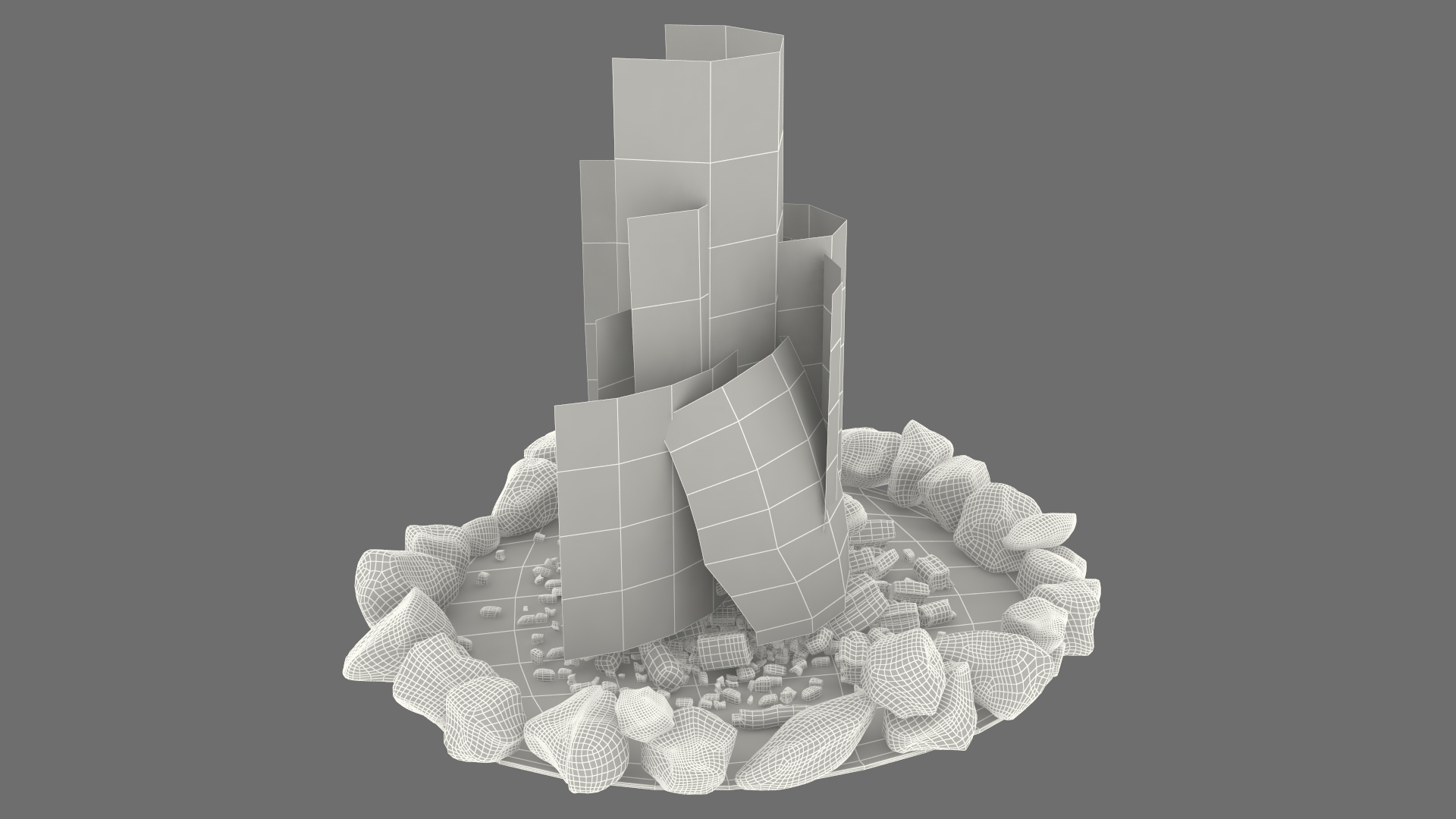 3D Campfire Pit with Bonfire Burning model