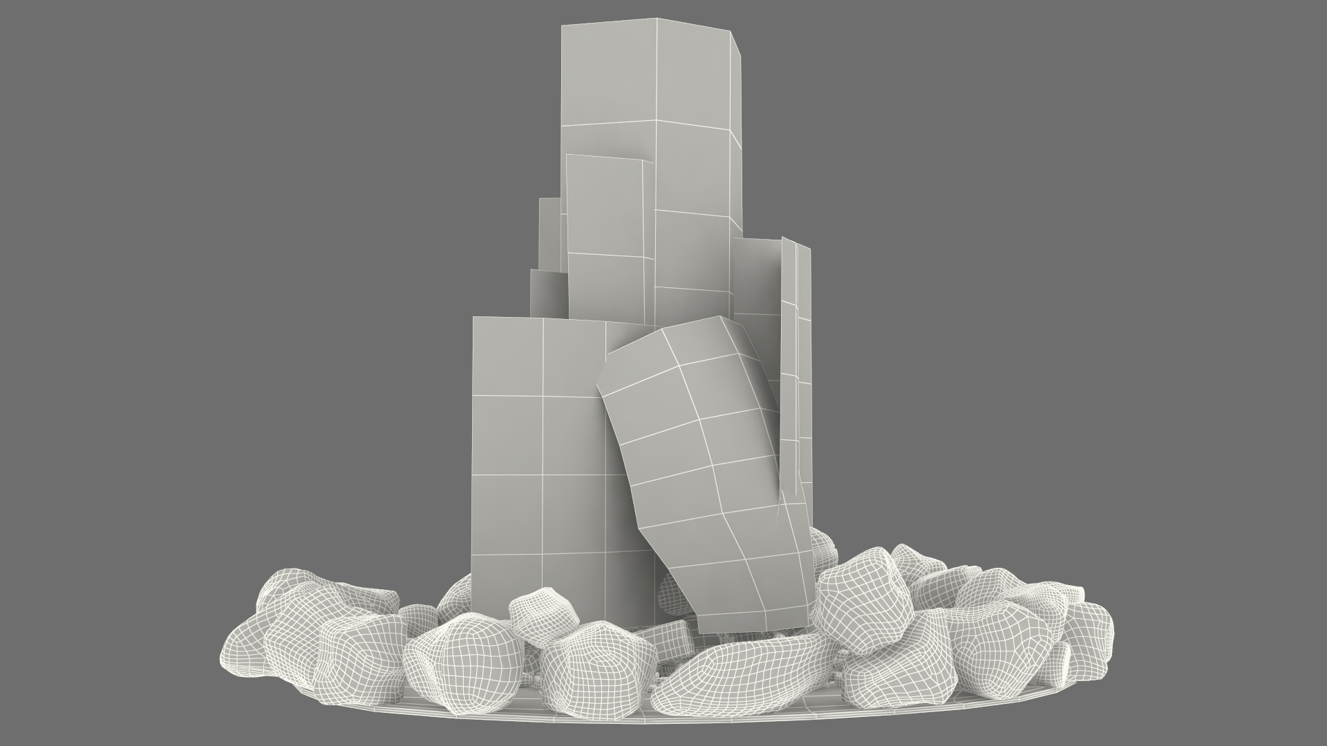 3D Campfire Pit with Bonfire Burning model
