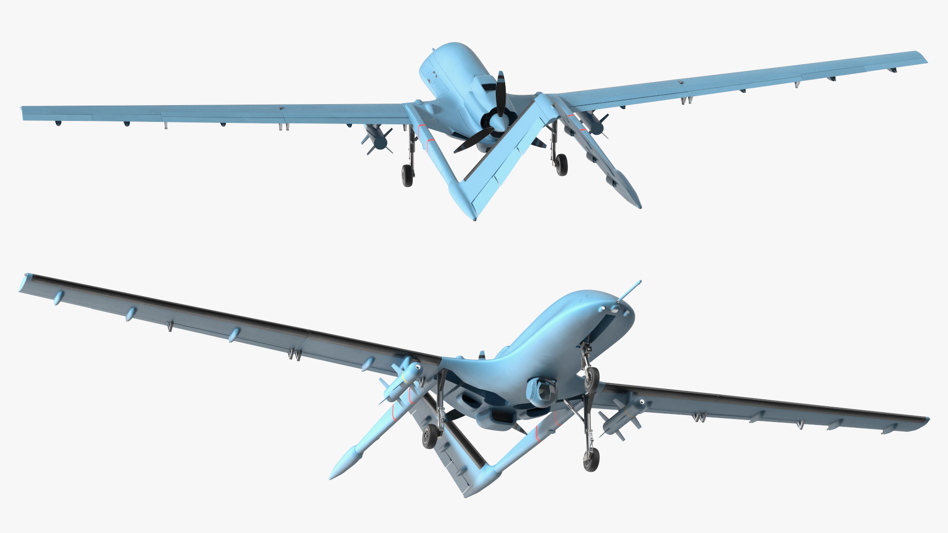 3D Armed Combat Drone Blue model