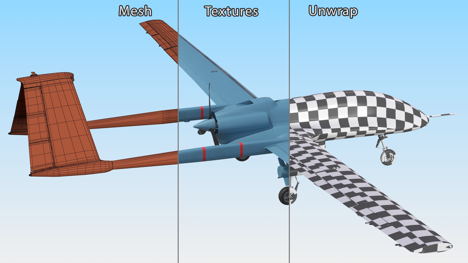 3D Armed Combat Drone Blue model