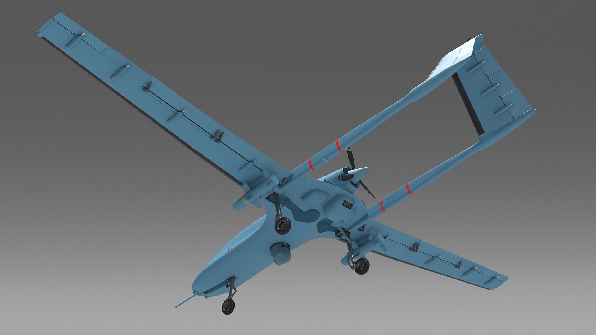 3D Armed Combat Drone Blue model