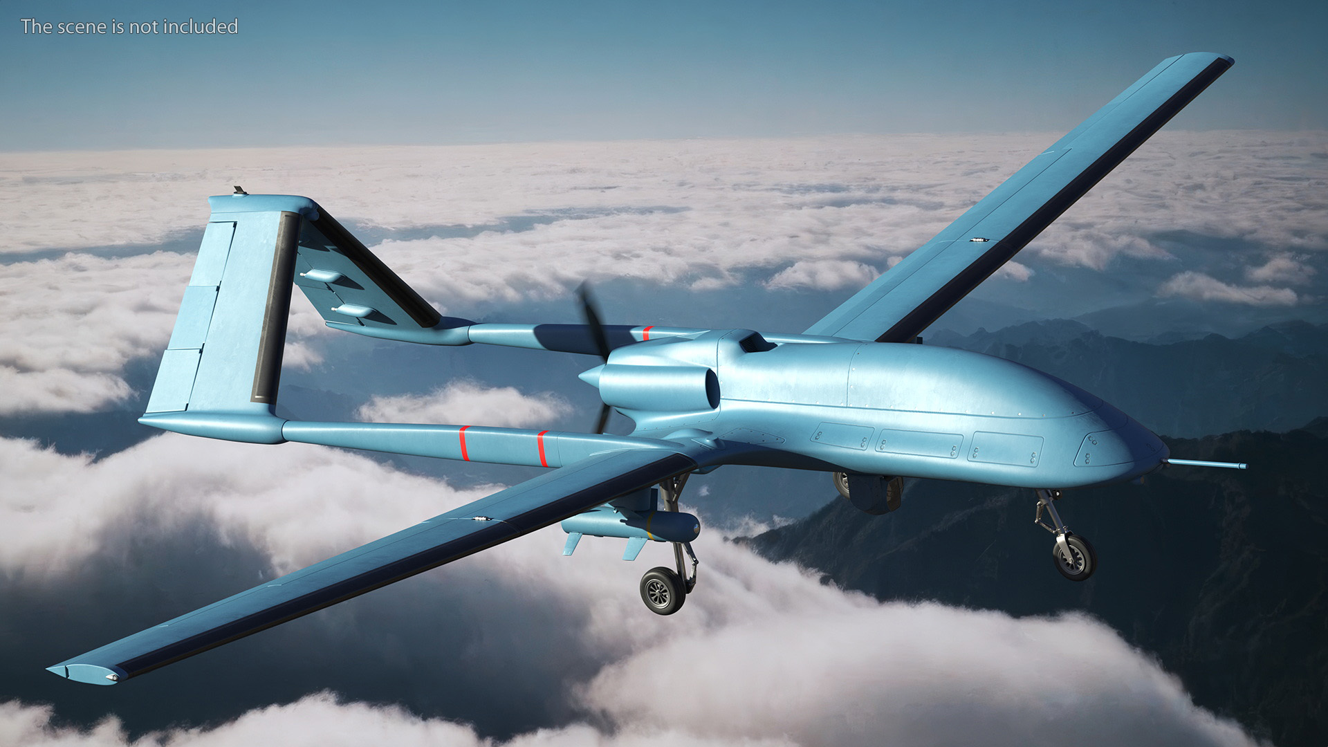 3D Armed Combat Drone Blue model