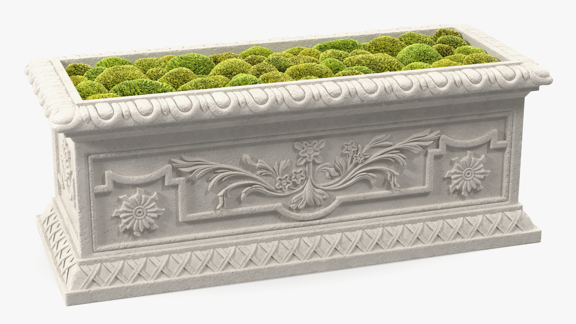 3D model Trough Planter With Moss Garden h30
