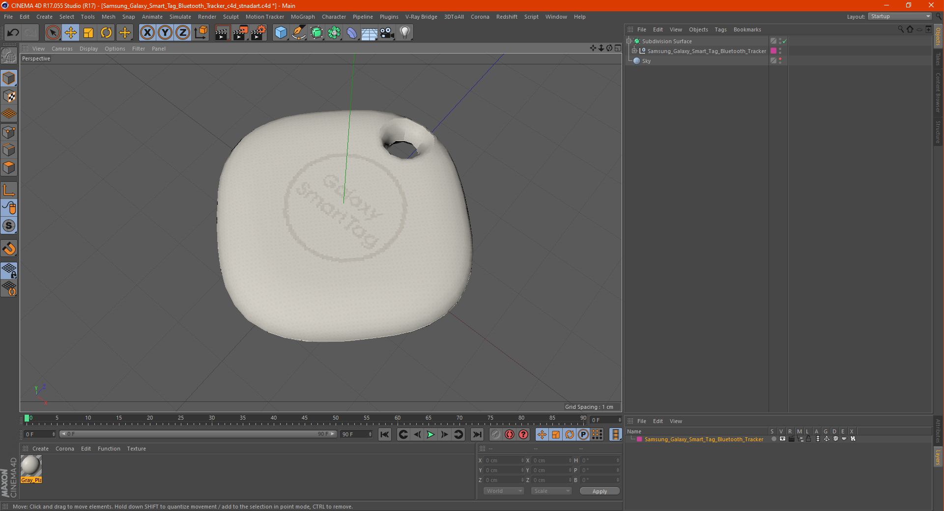 Samsung Galaxy Smart Tag Bluetooth Tracker 3D
