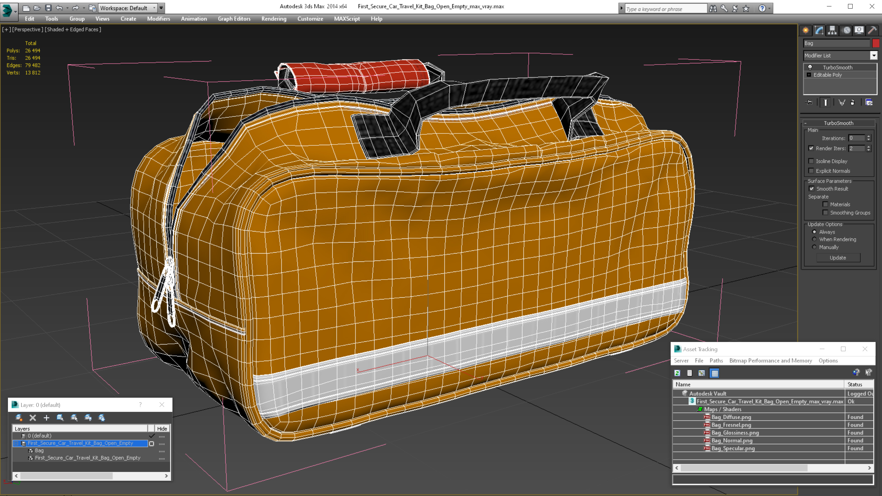 First Secure Car Travel Kit Bag Open Empty 3D