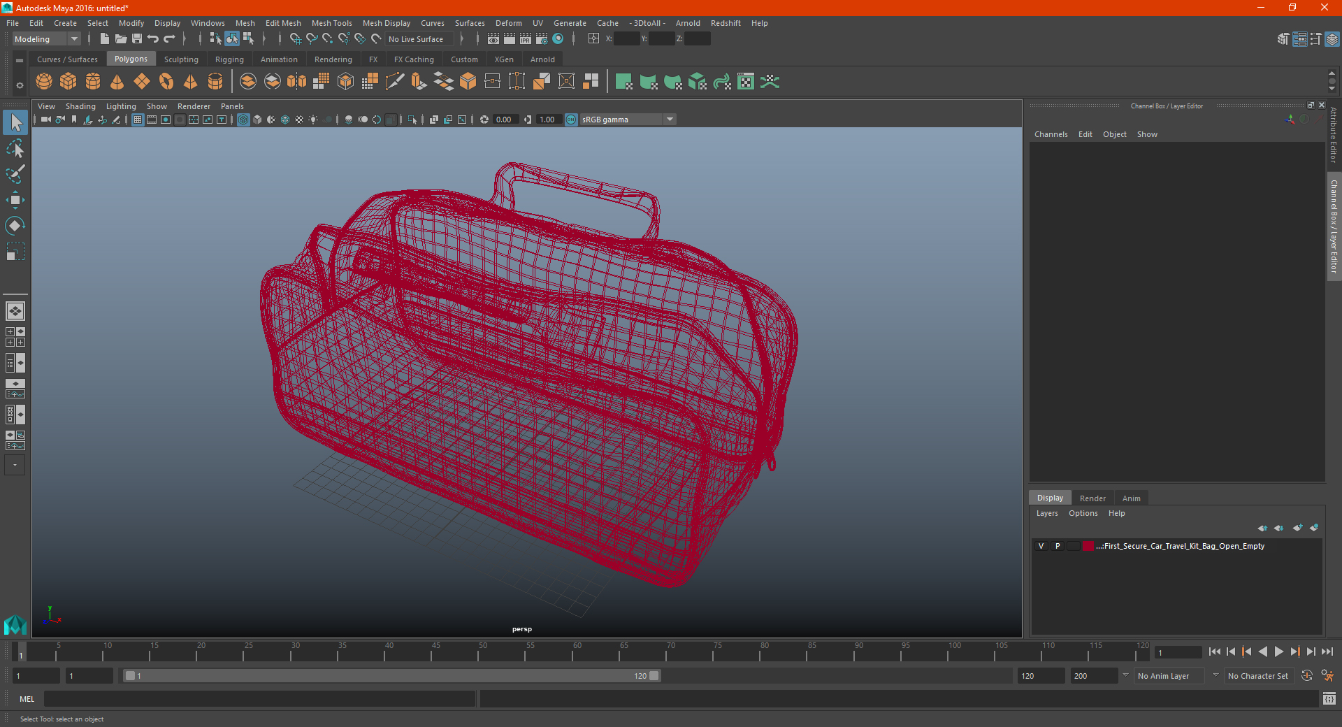 First Secure Car Travel Kit Bag Open Empty 3D