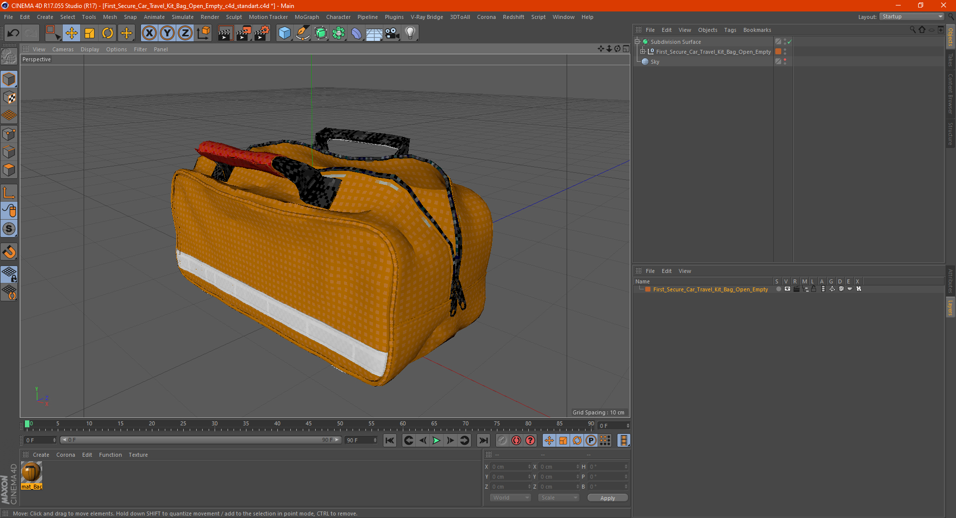 First Secure Car Travel Kit Bag Open Empty 3D