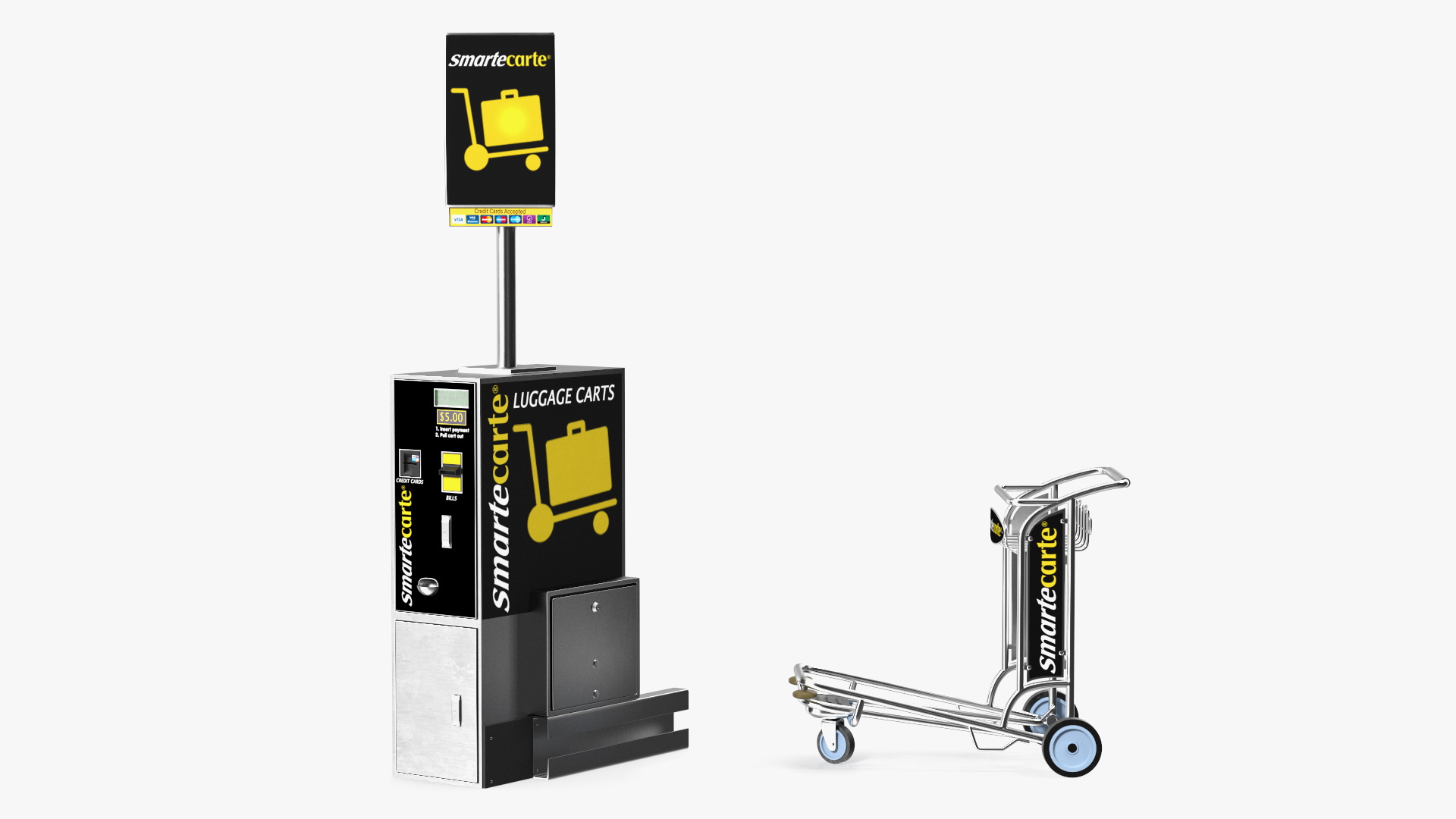 3D Smartecarte Airport Cart Management Unit with Carts