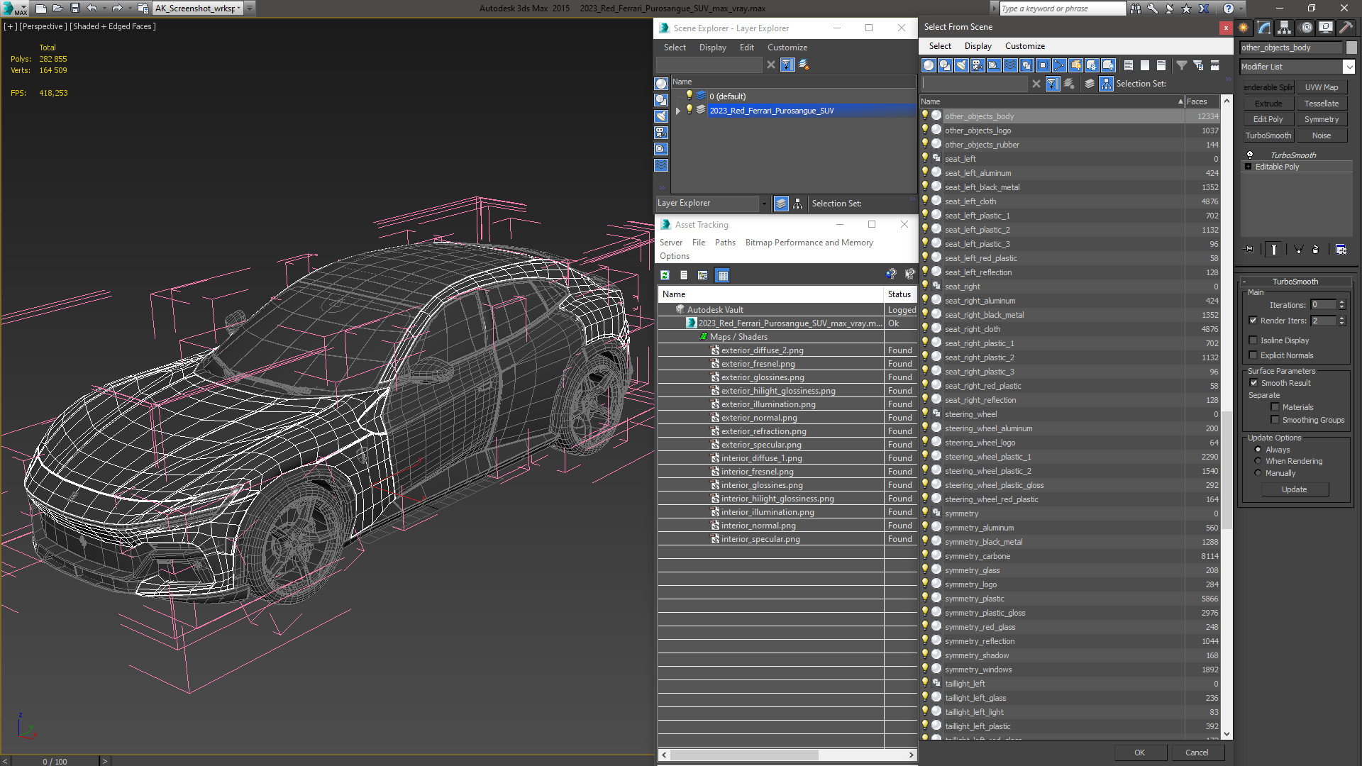 3D 2023 Red Ferrari Purosangue SUV