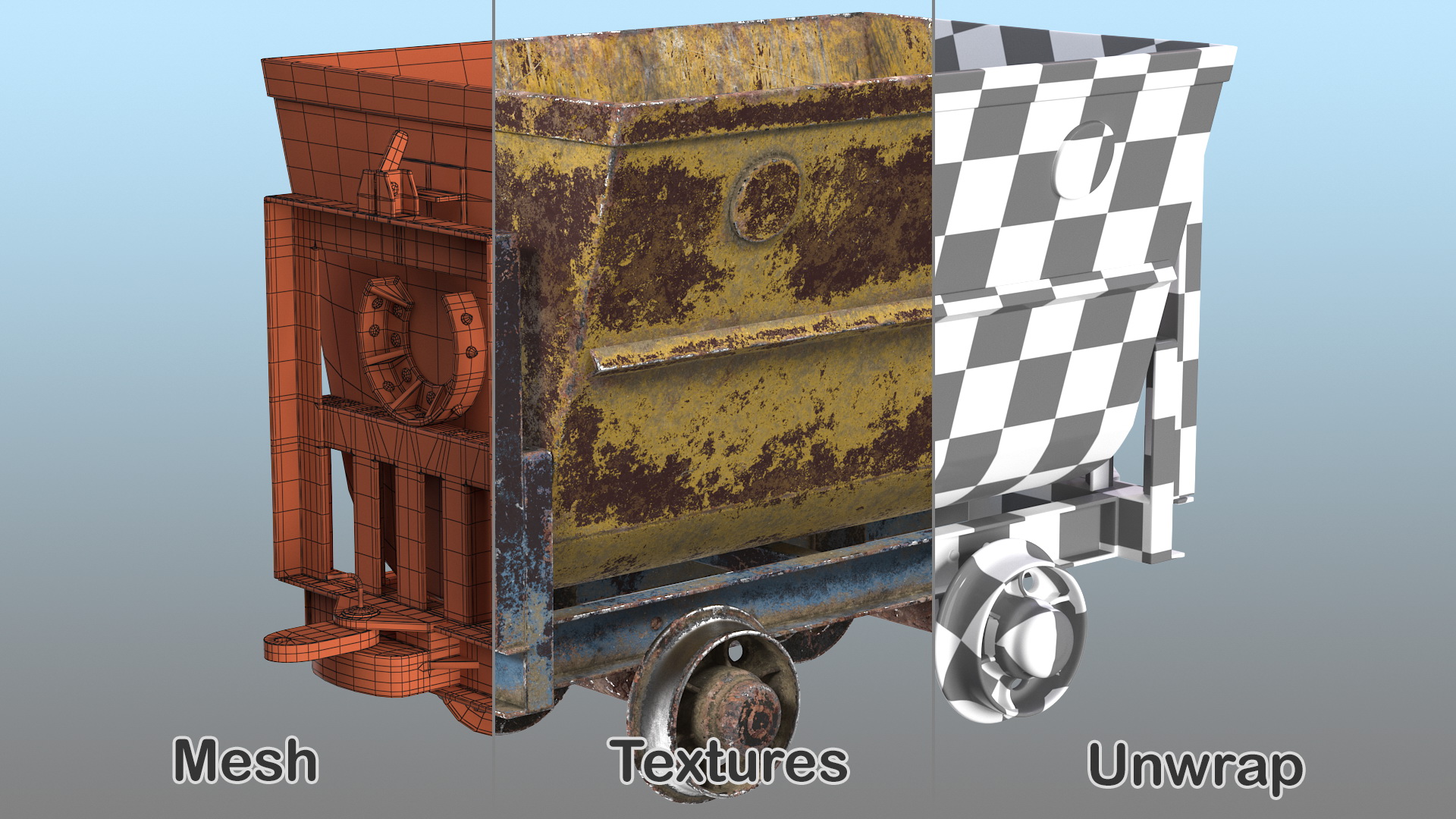 3D Mining Cart Rusted model