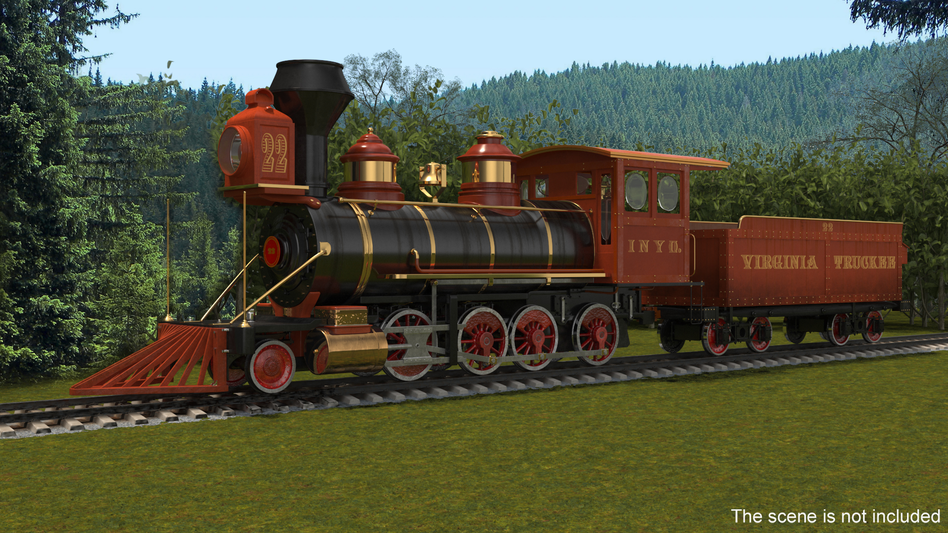 Steam Locomotive With Coal Wagon 3D