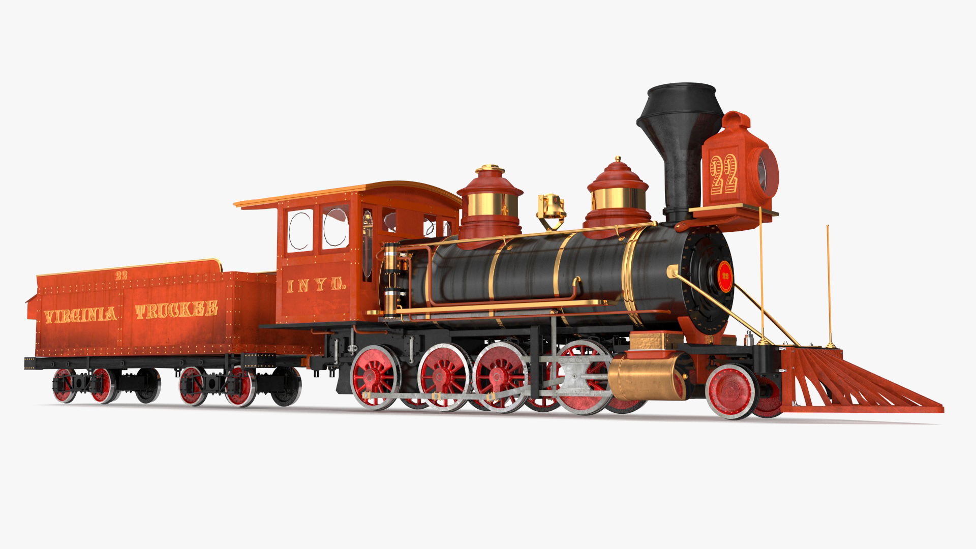 Steam Locomotive With Coal Wagon 3D