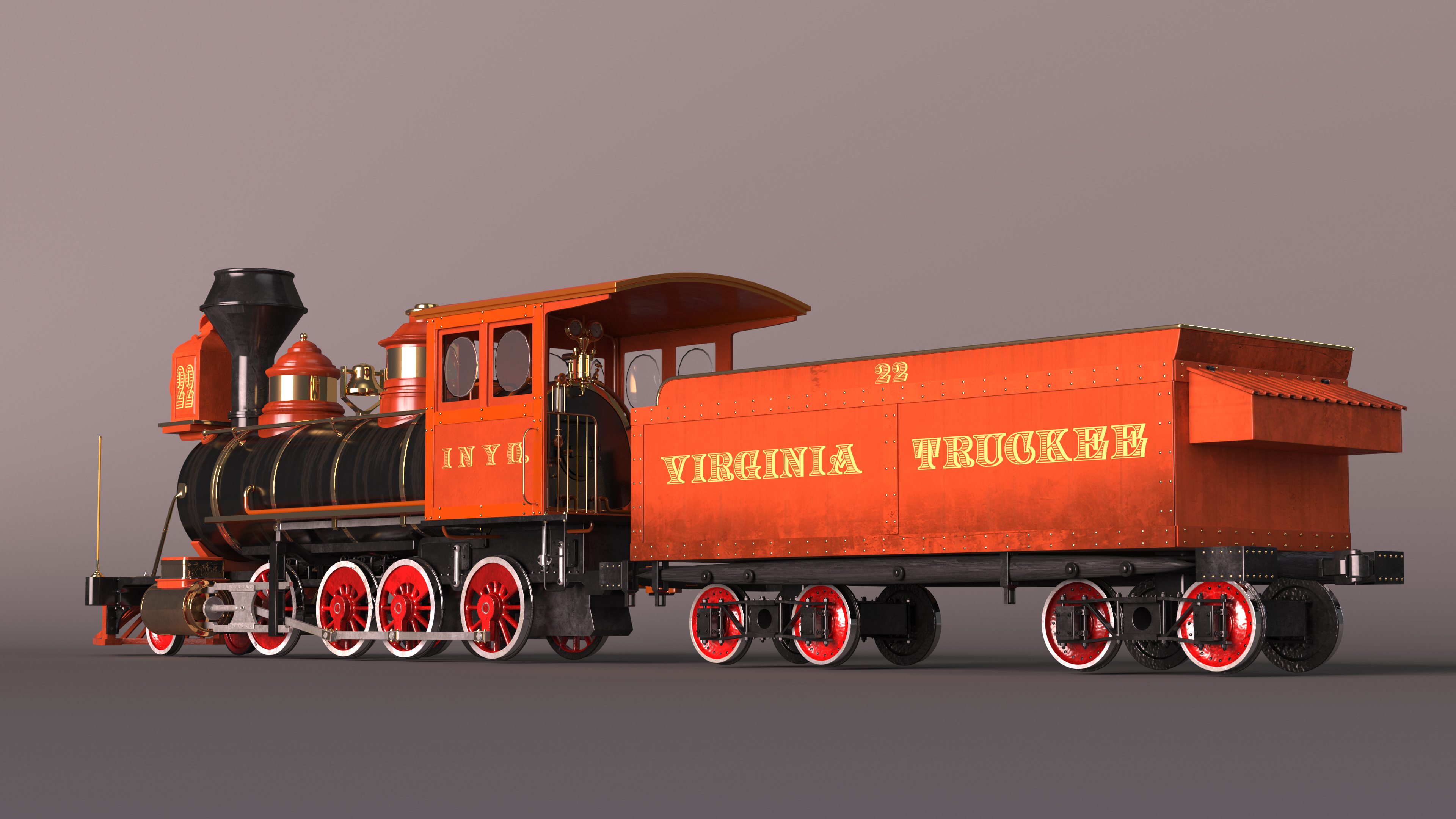 Steam Locomotive With Coal Wagon 3D