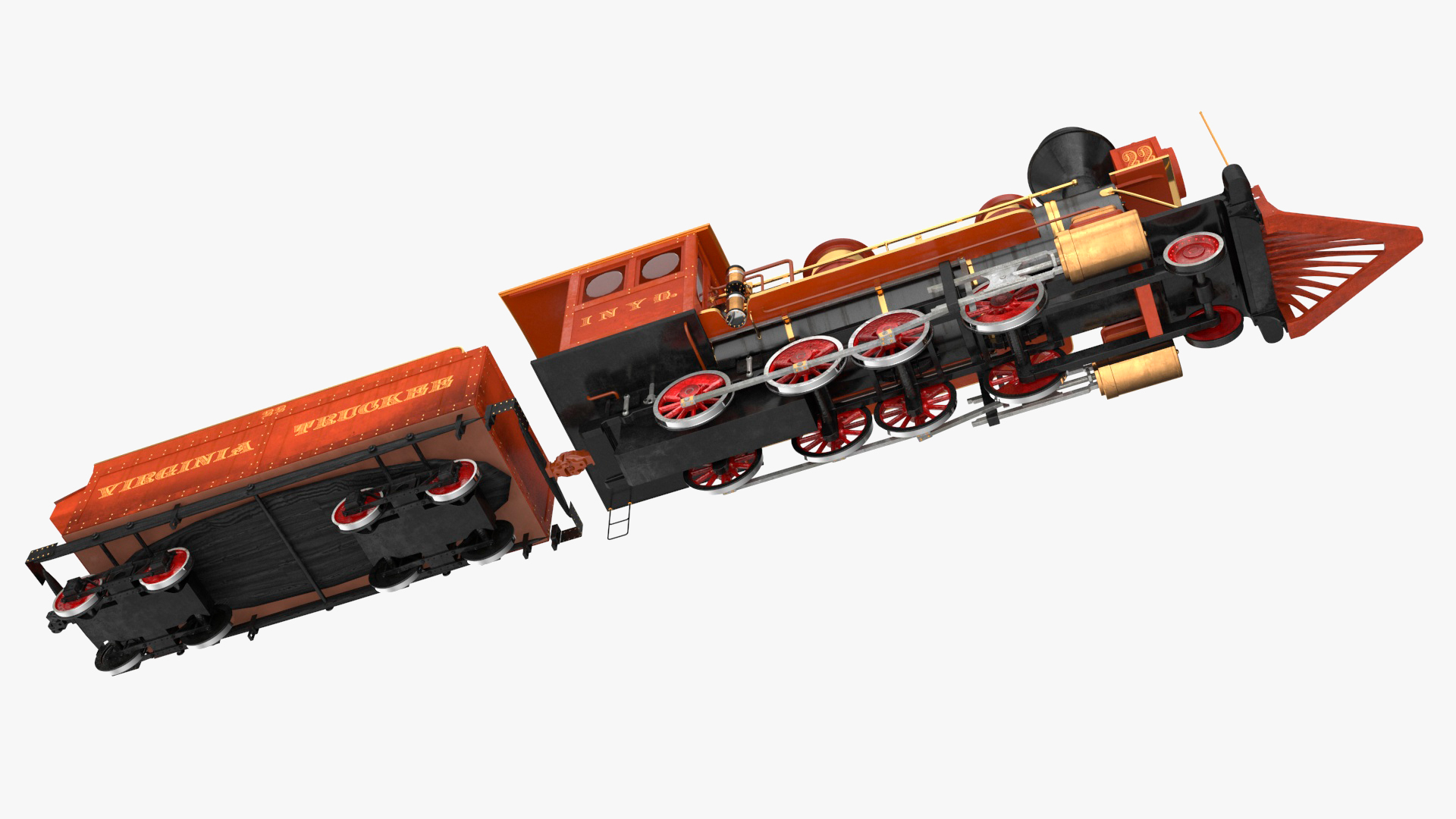 Steam Locomotive With Coal Wagon 3D