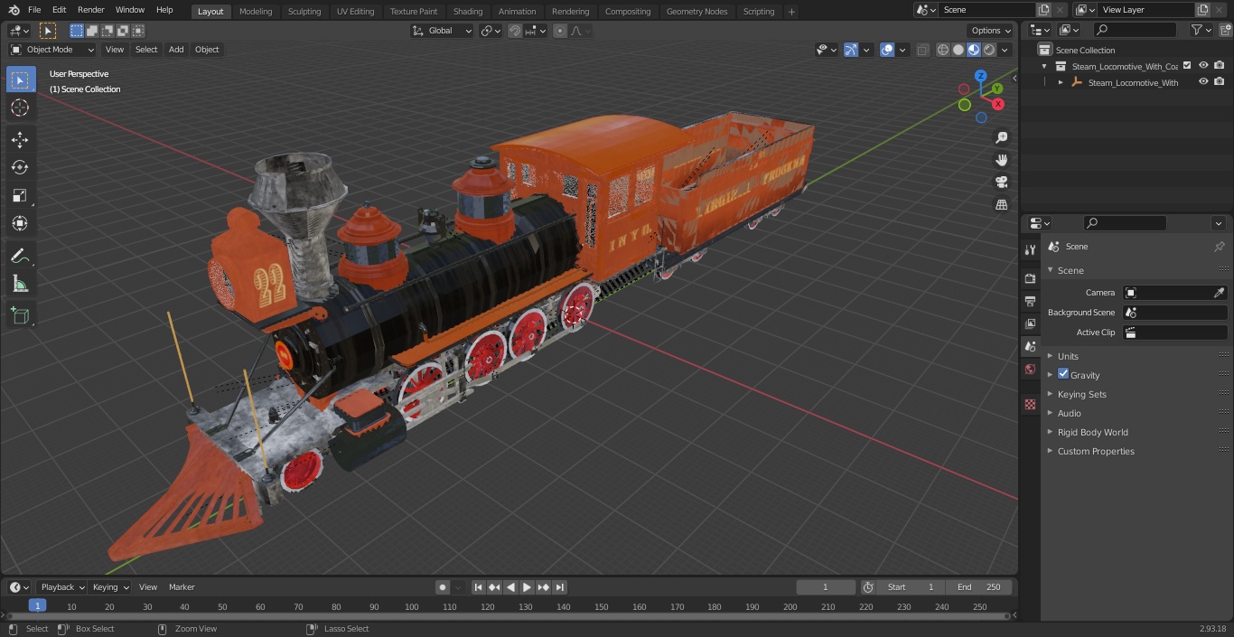 Steam Locomotive With Coal Wagon 3D
