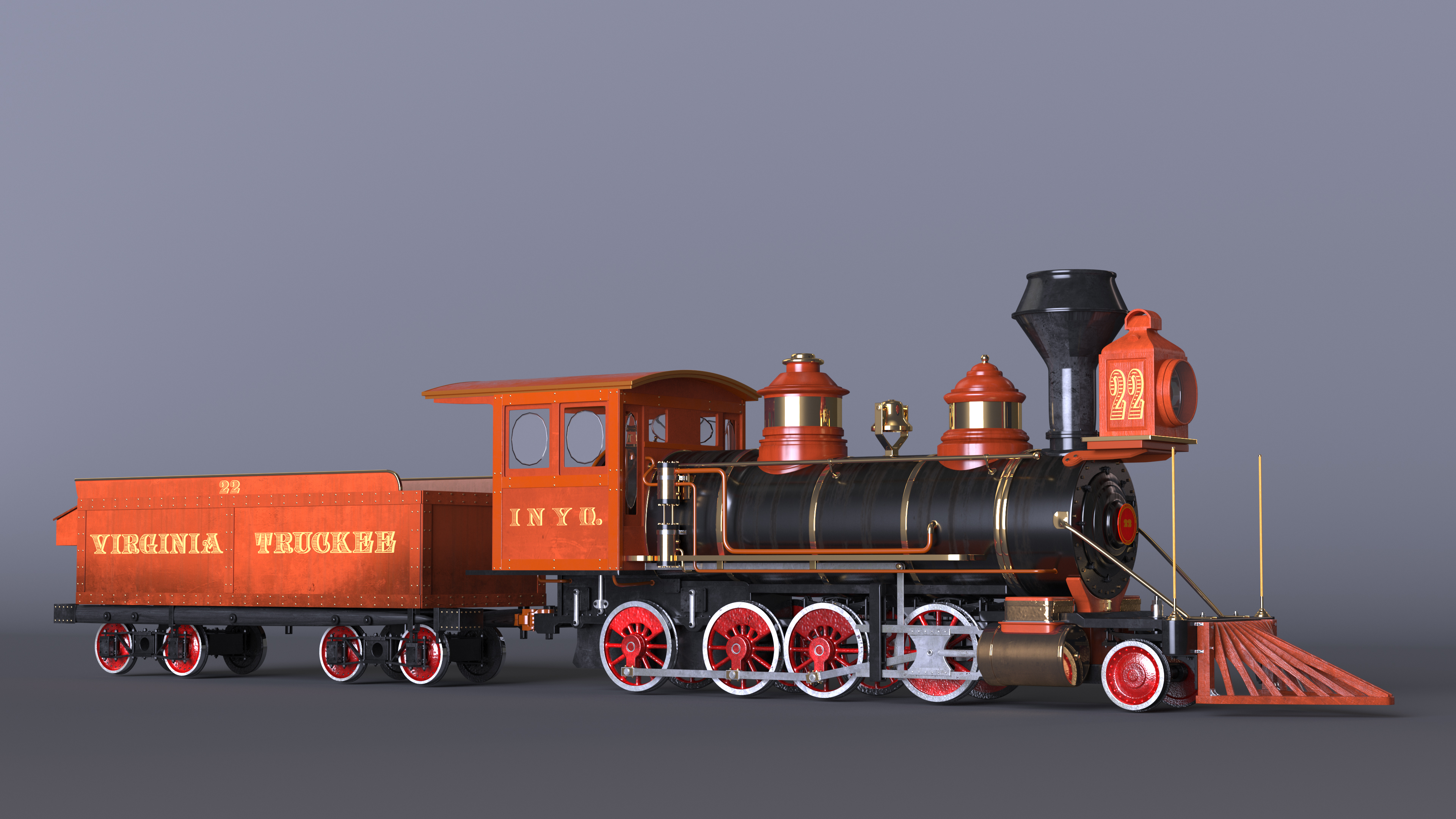 Steam Locomotive With Coal Wagon 3D