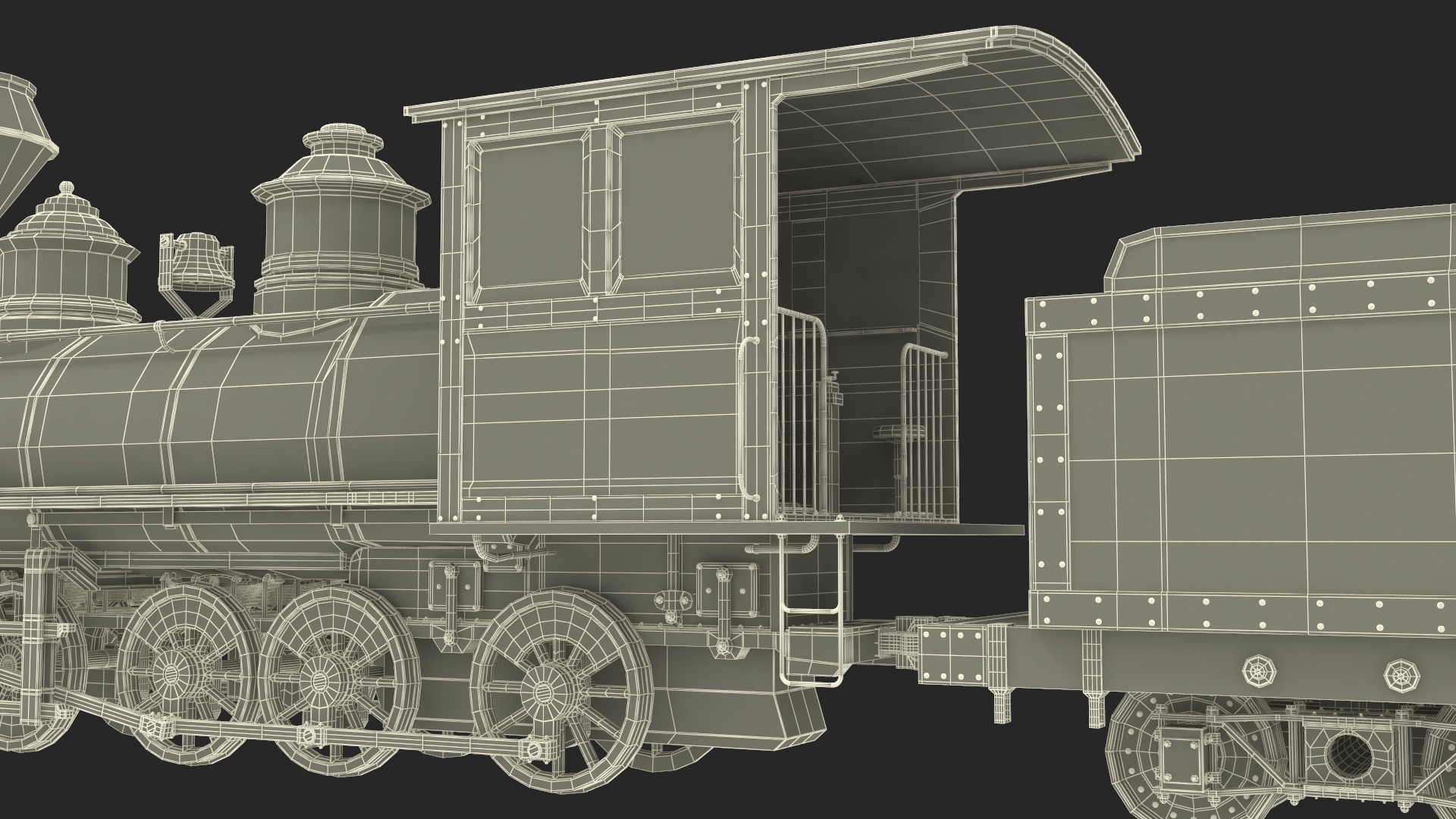 Steam Locomotive With Coal Wagon 3D