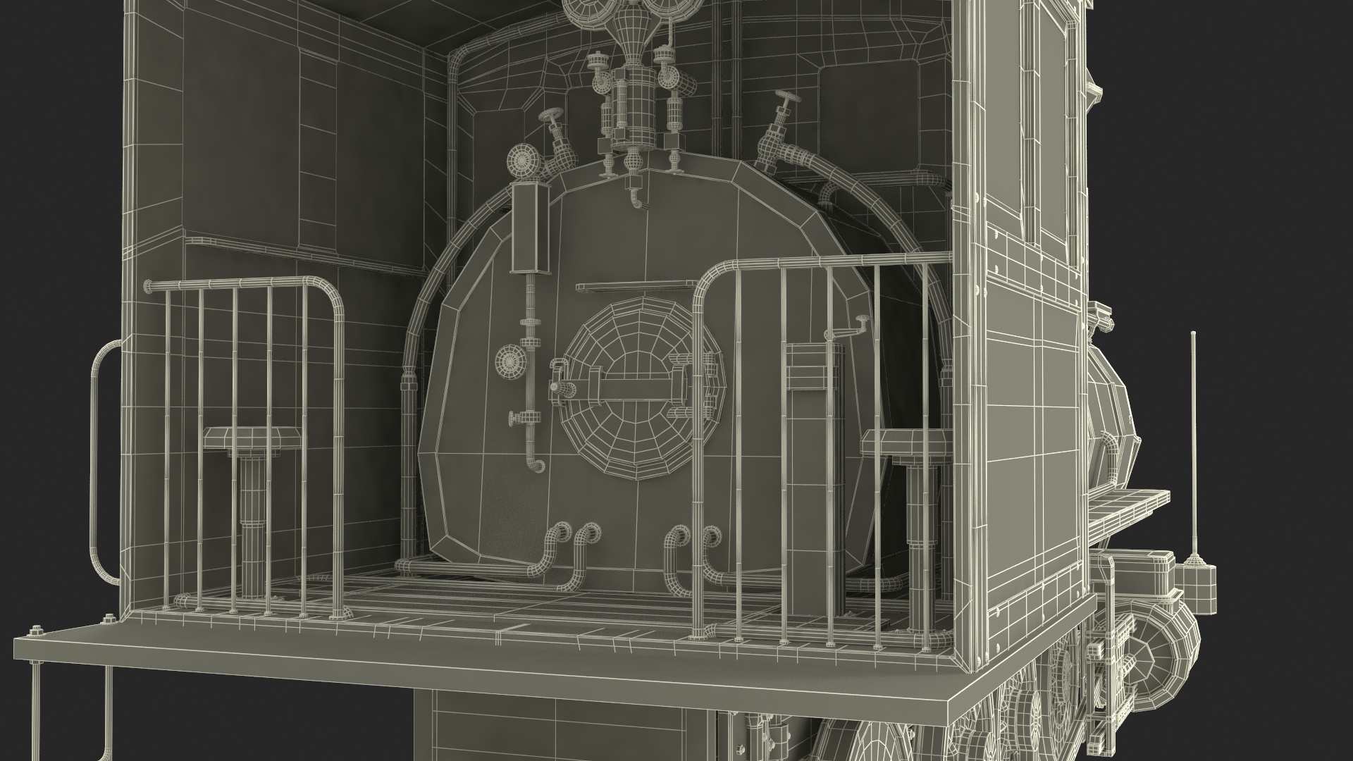 Steam Locomotive With Coal Wagon 3D
