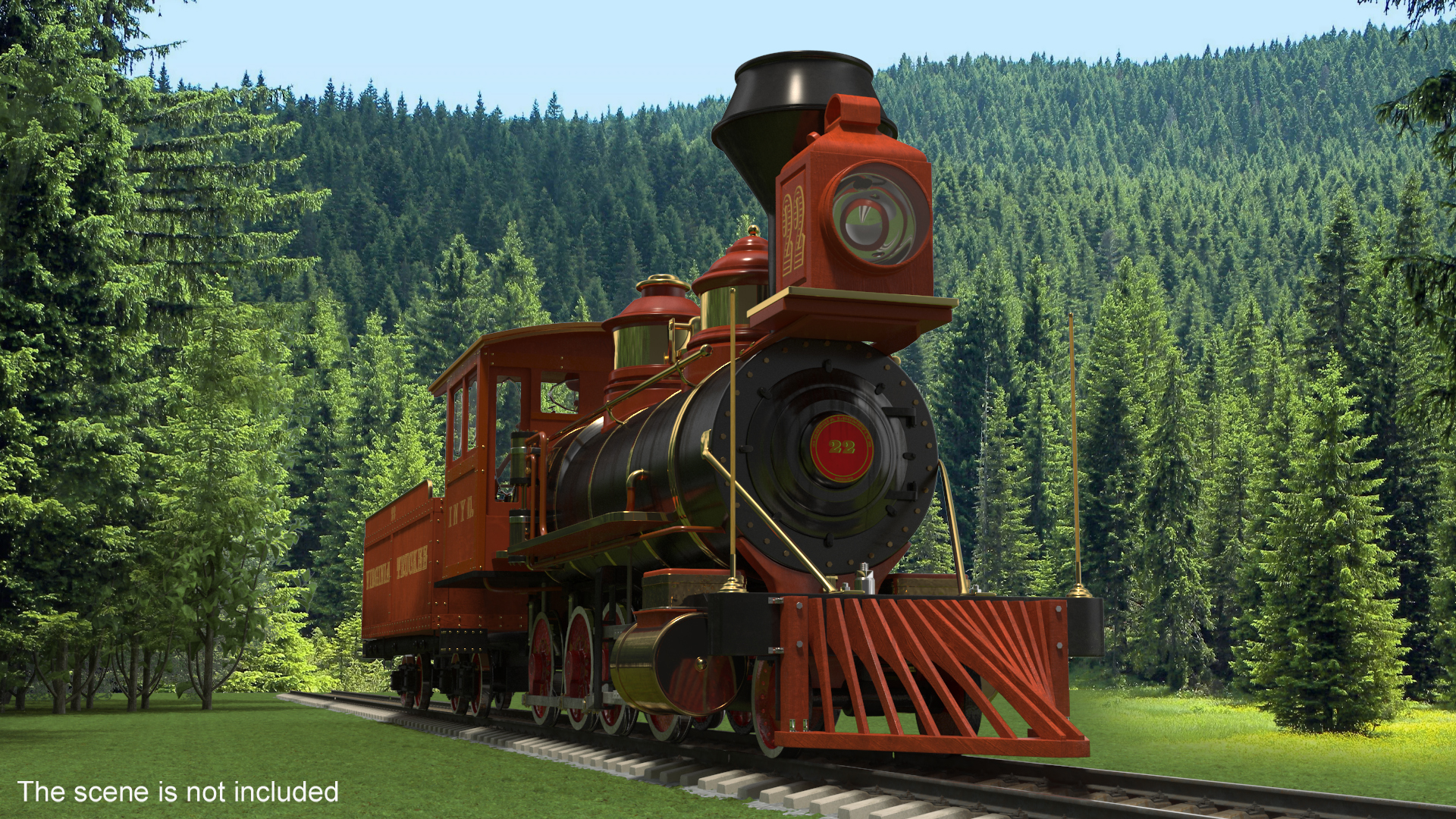 Steam Locomotive With Coal Wagon 3D