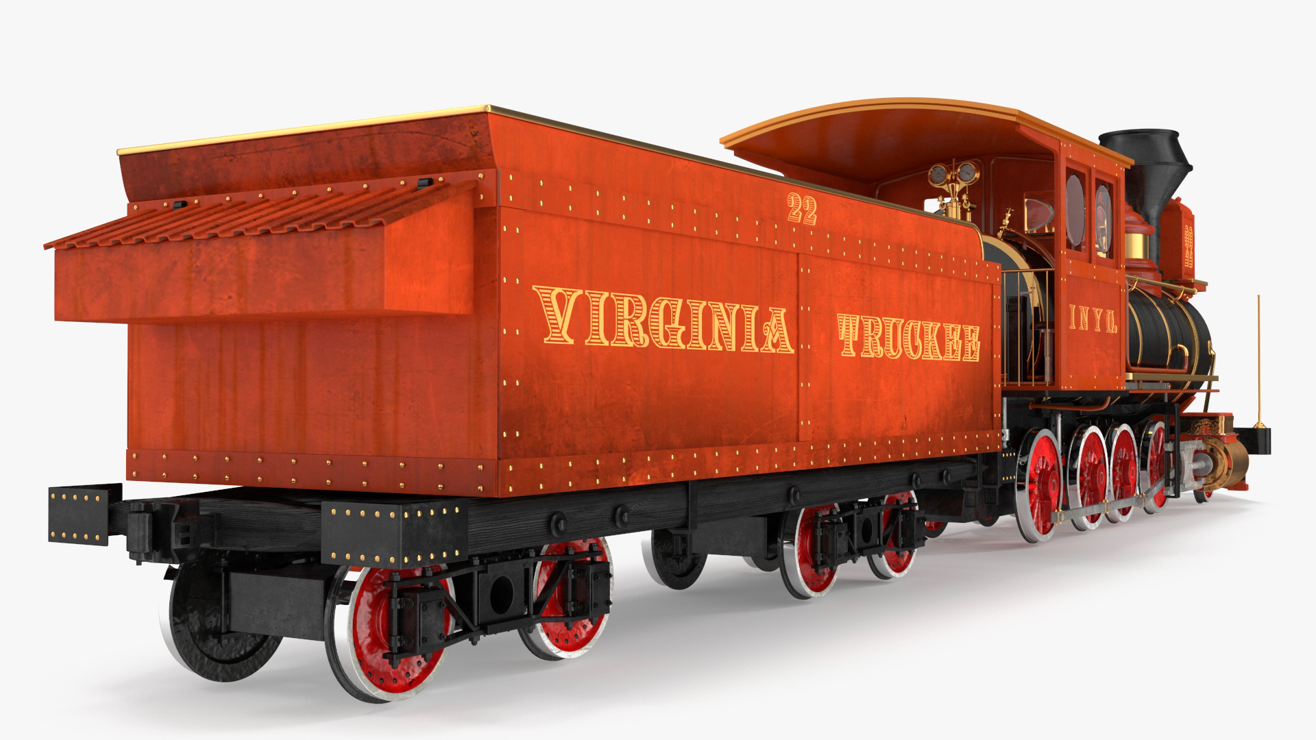 Steam Locomotive With Coal Wagon 3D
