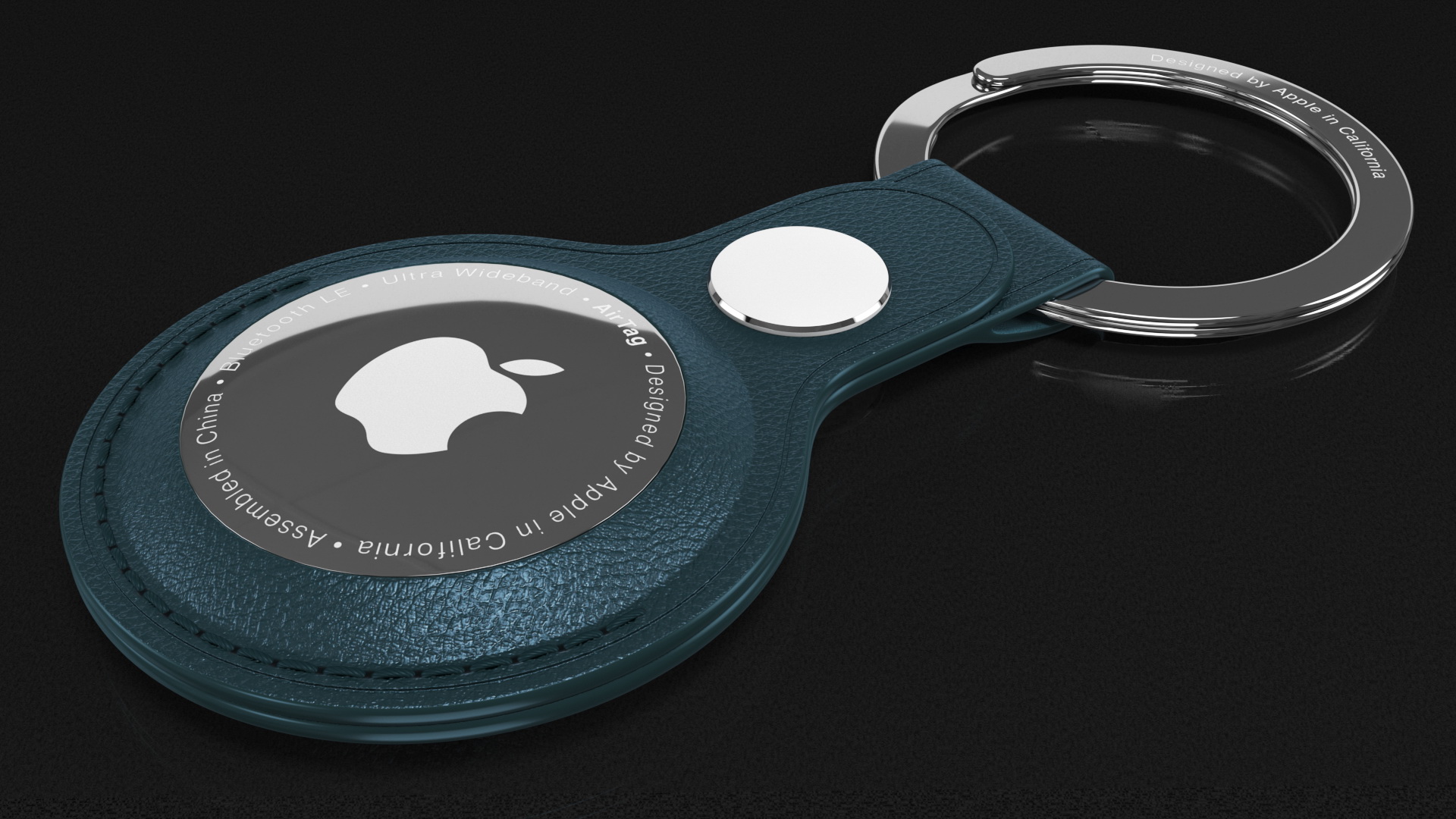 Apple AirTag Leather Key Ring Blue 3D model
