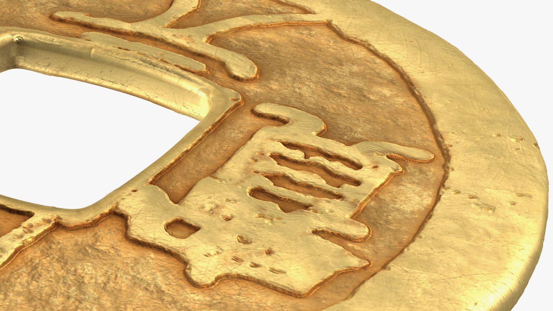 3D Chinese Gold Coin Tang Dynasty Kai Yuan Tong Bao model