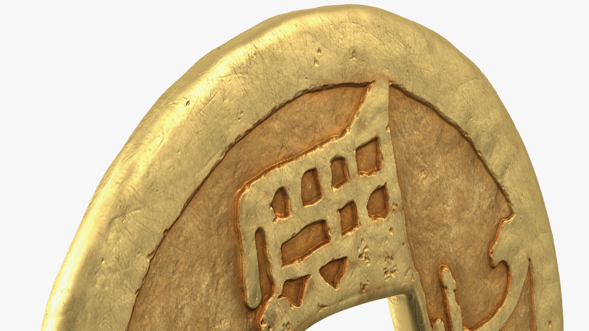 3D Chinese Gold Coin Tang Dynasty Kai Yuan Tong Bao model