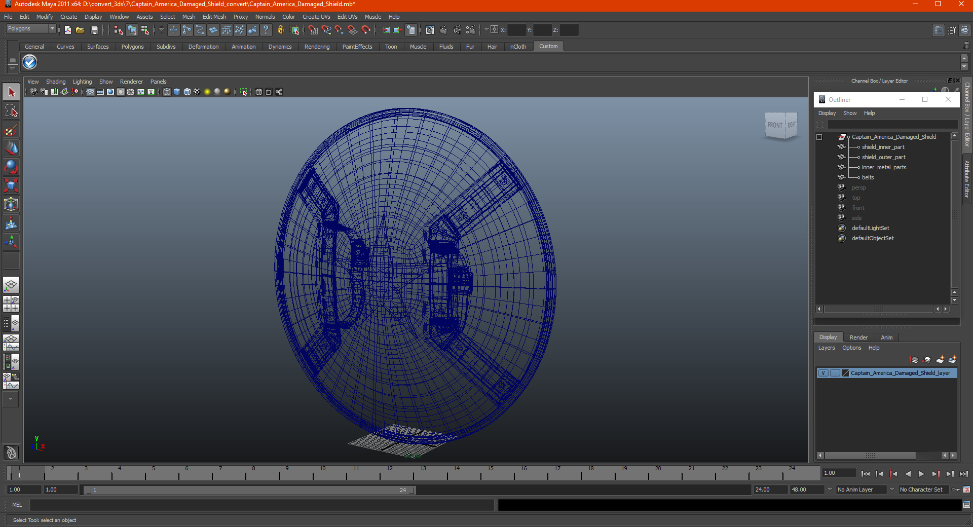 3D model Captain America Damaged Shield