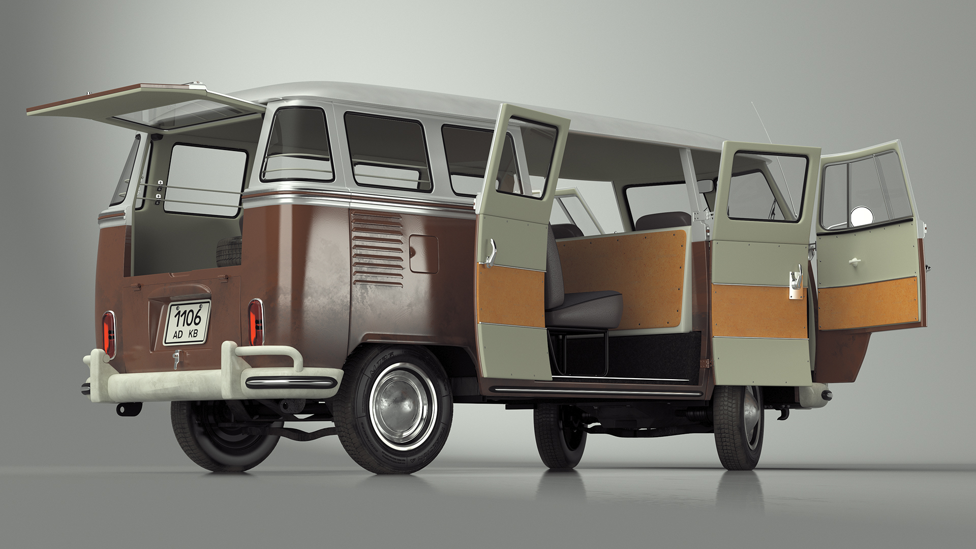 3D Volkswagen Type 2 T1 Bus Rigged