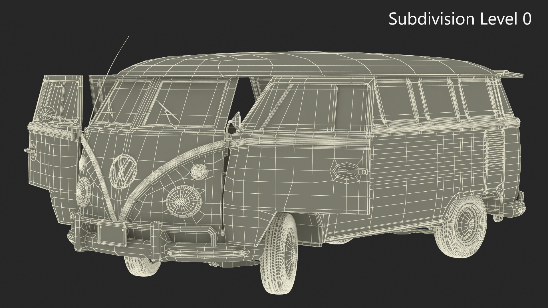 3D Volkswagen Type 2 T1 Bus Rigged