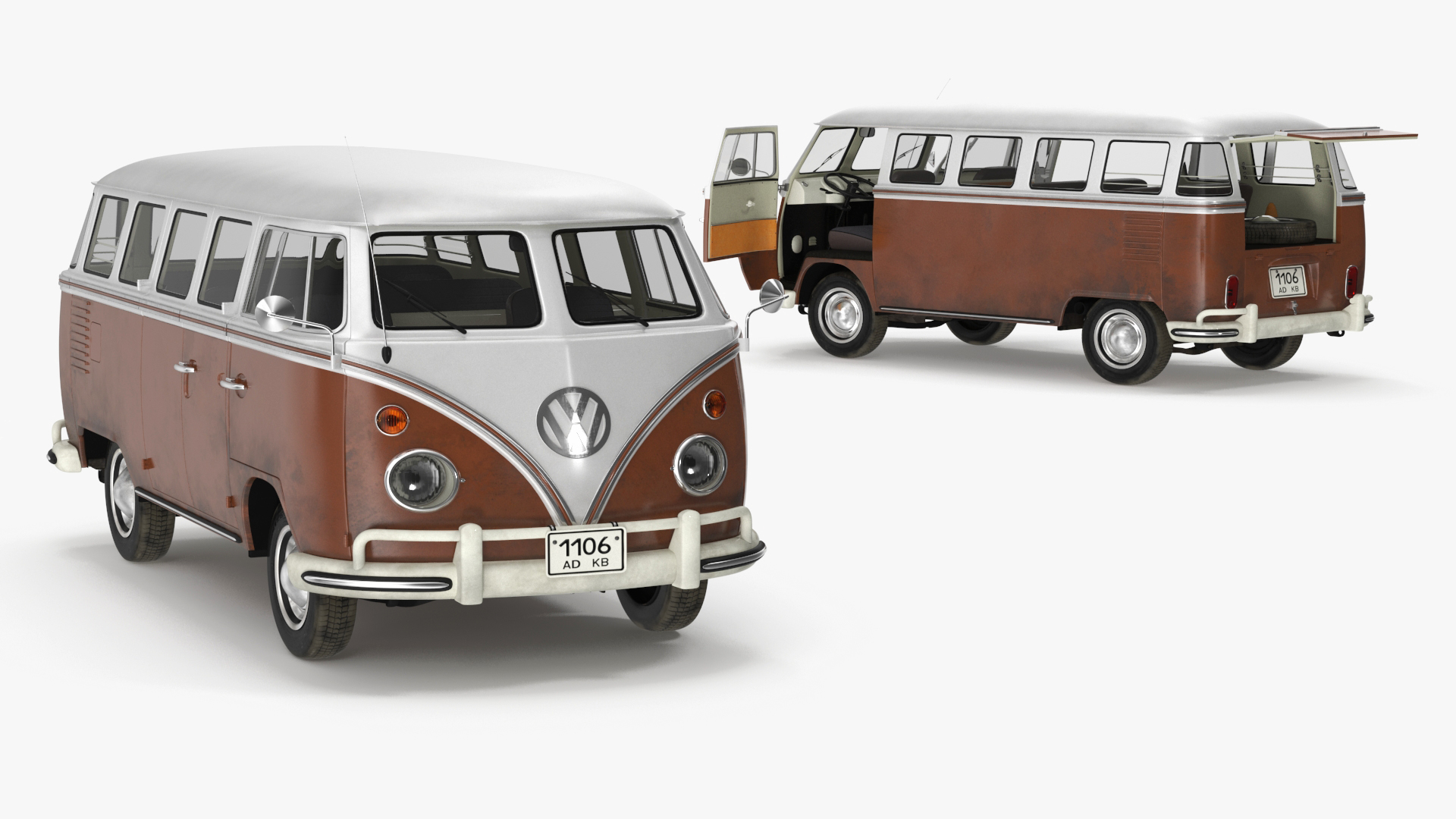 3D Volkswagen Type 2 T1 Bus Rigged