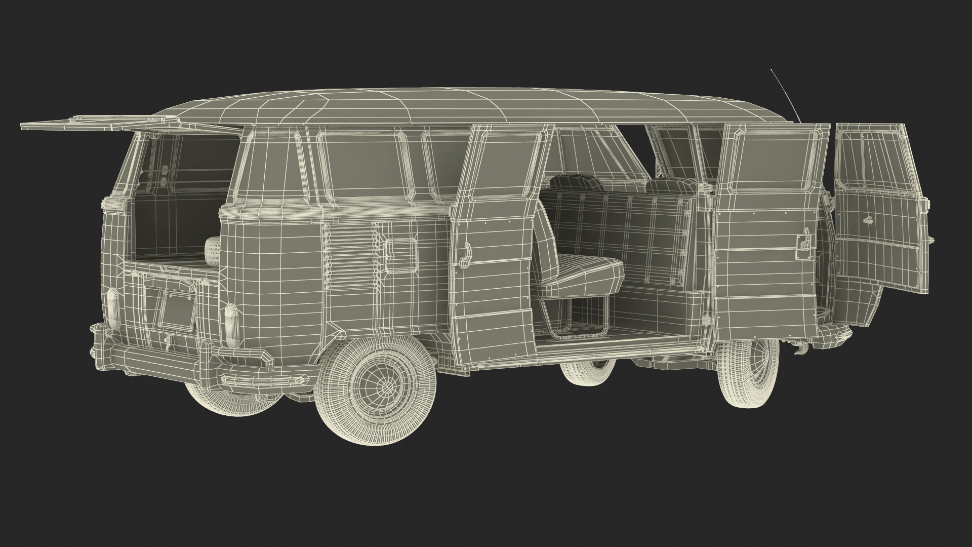 3D Volkswagen Type 2 T1 Bus Rigged