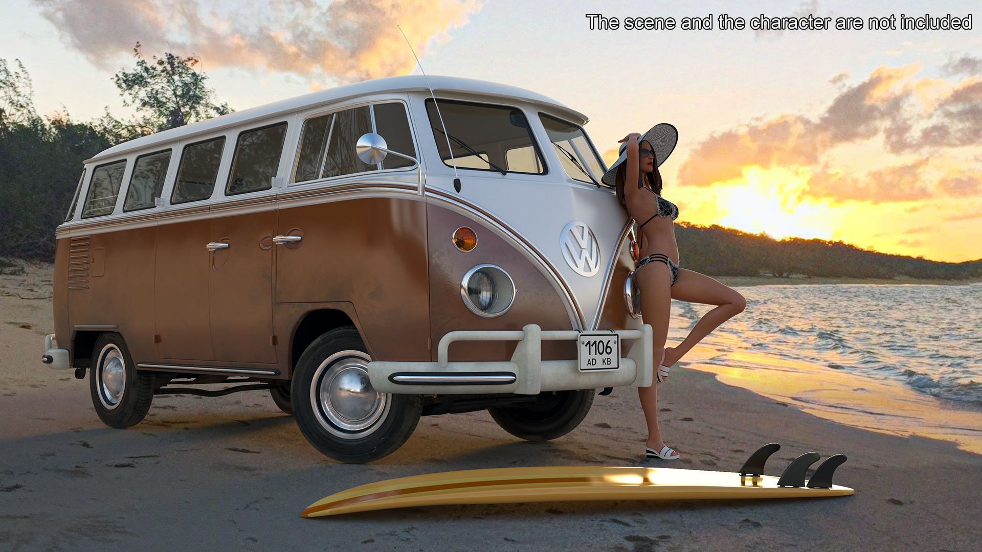 3D Volkswagen Type 2 T1 Bus Rigged