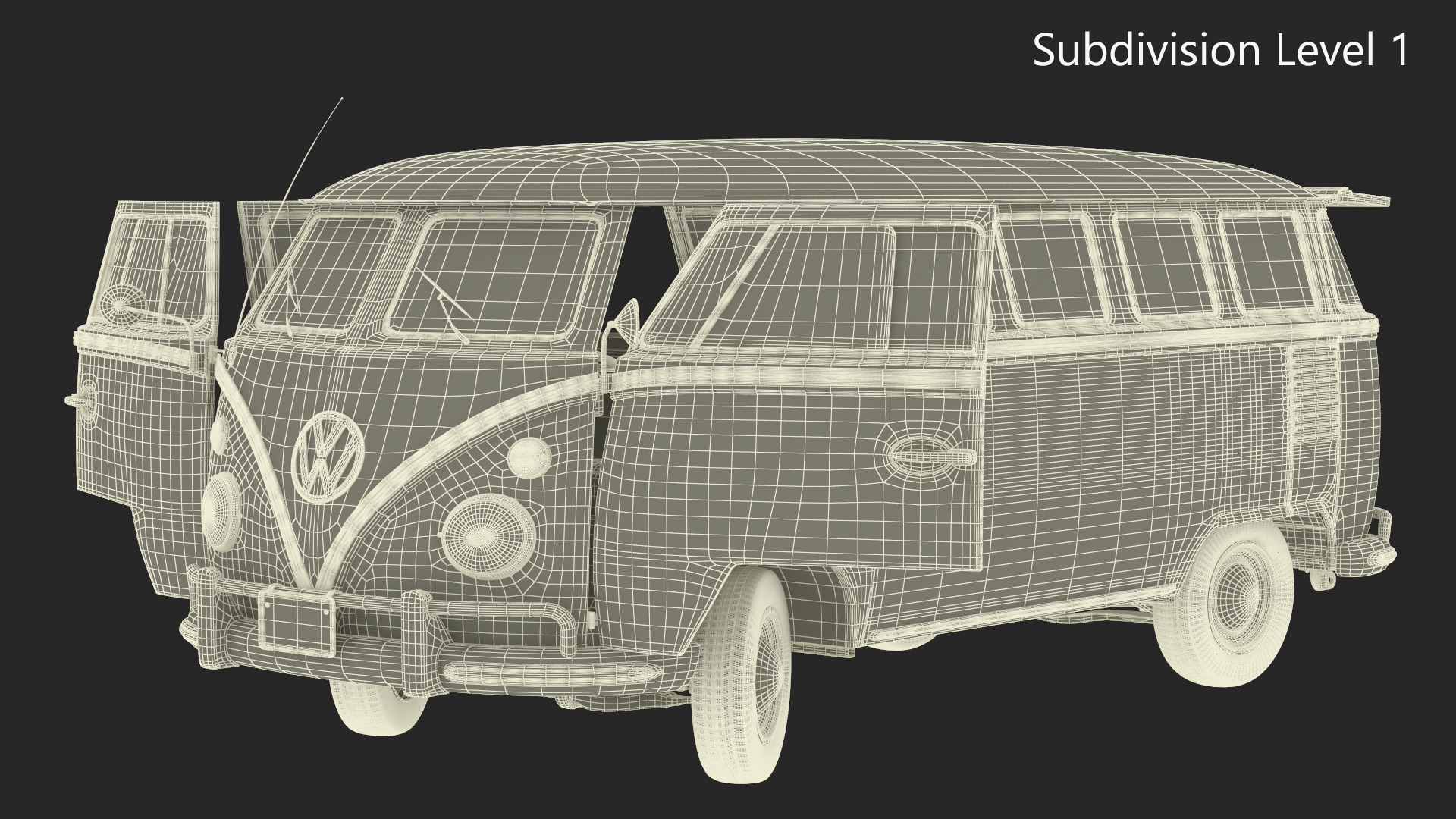 3D Volkswagen Type 2 T1 Bus Rigged