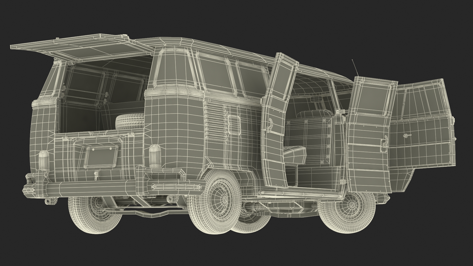 3D Volkswagen Type 2 T1 Bus Rigged
