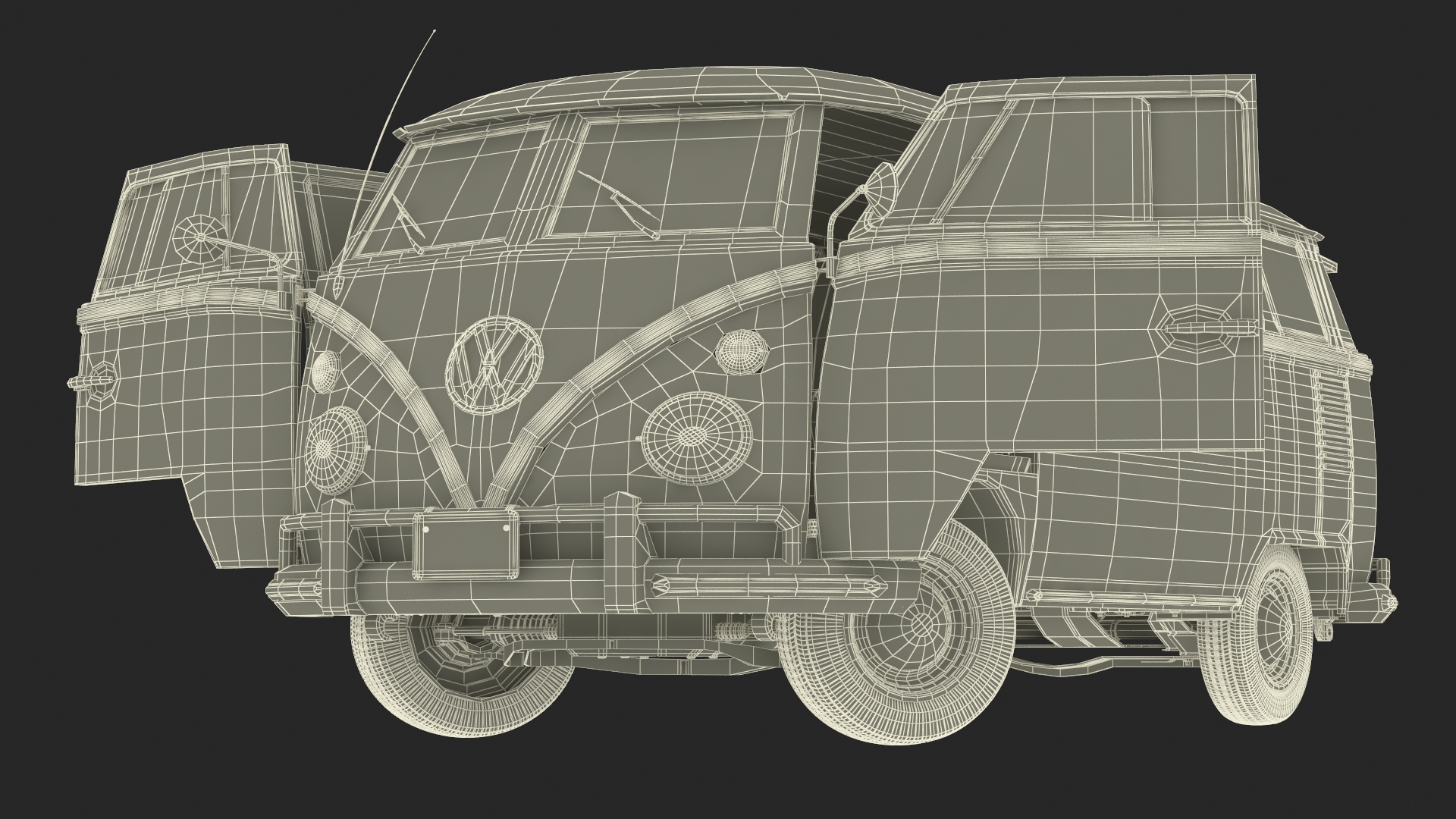 3D Volkswagen Type 2 T1 Bus Rigged